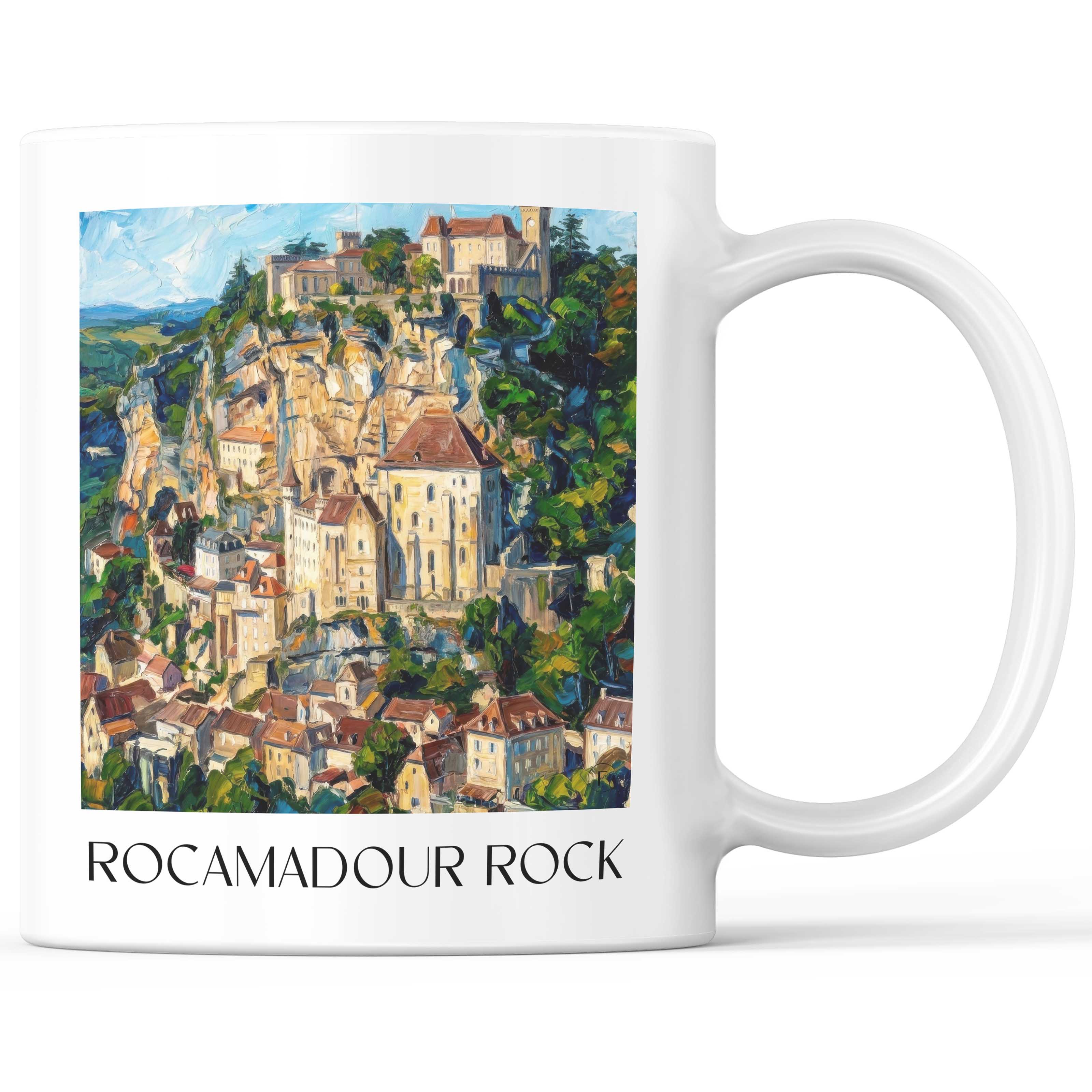 Rocher de Rocamadour Kaffeebecher - Vallée de la Dordogne - Frankreich Becher - Kaffeetasse im Ölgemälde Stil