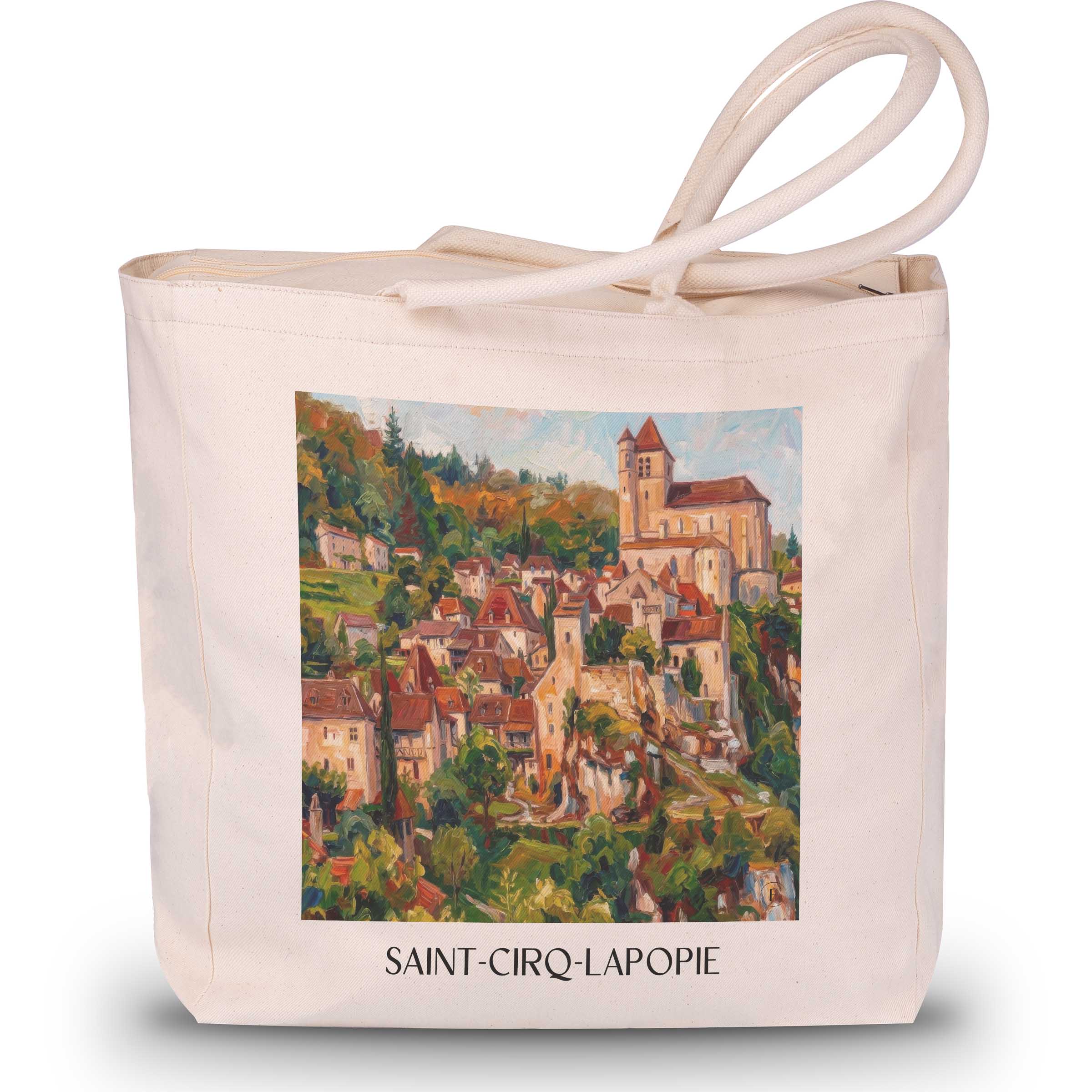 saint-cirq-lapopie-vallée-du-lot-frankreich-einkaufstasche-oil-painting-oelgemaelde