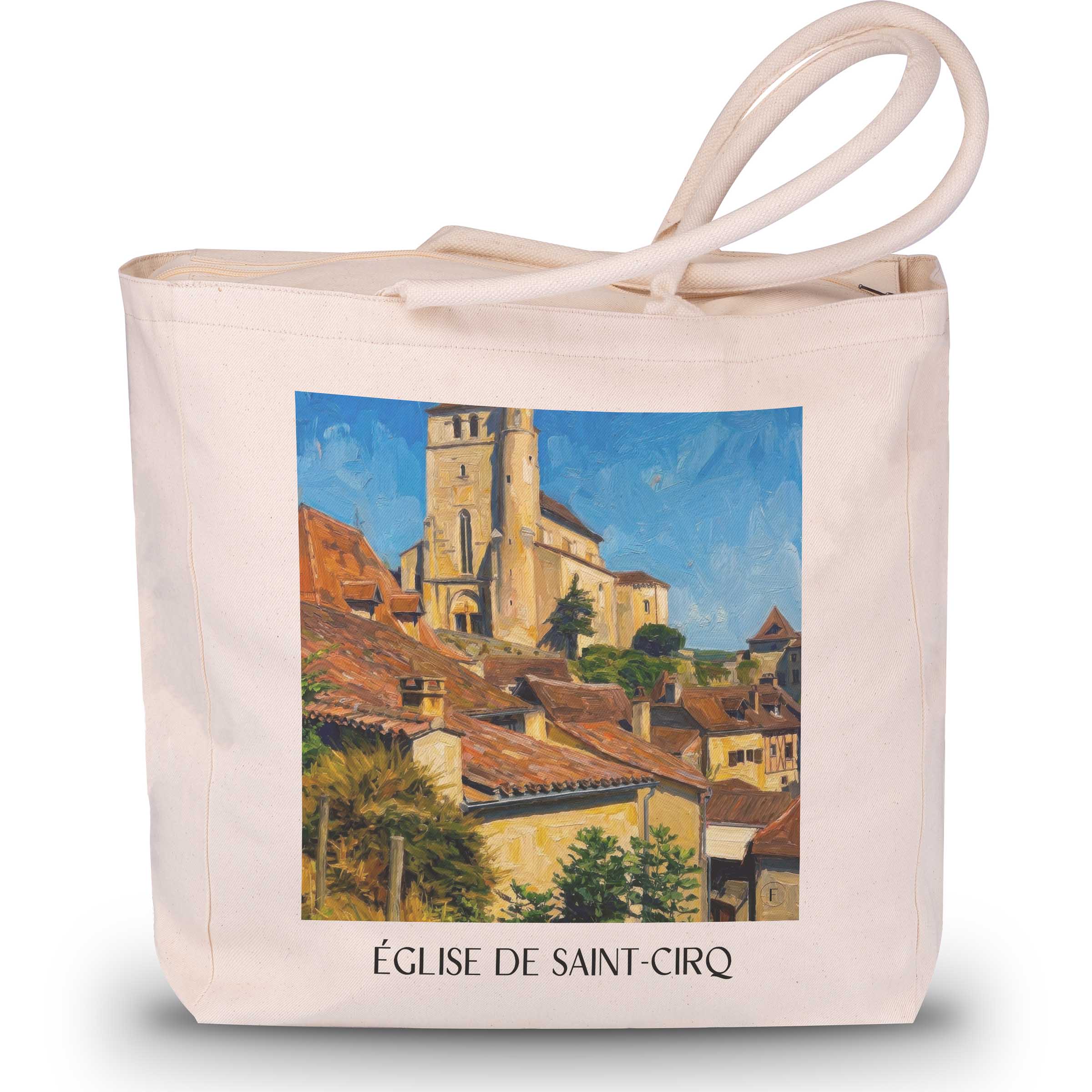 église-de-saint-cirq-saint-cirq-lapopie-frankreich-einkaufstasche-oil-painting-oelgemaelde