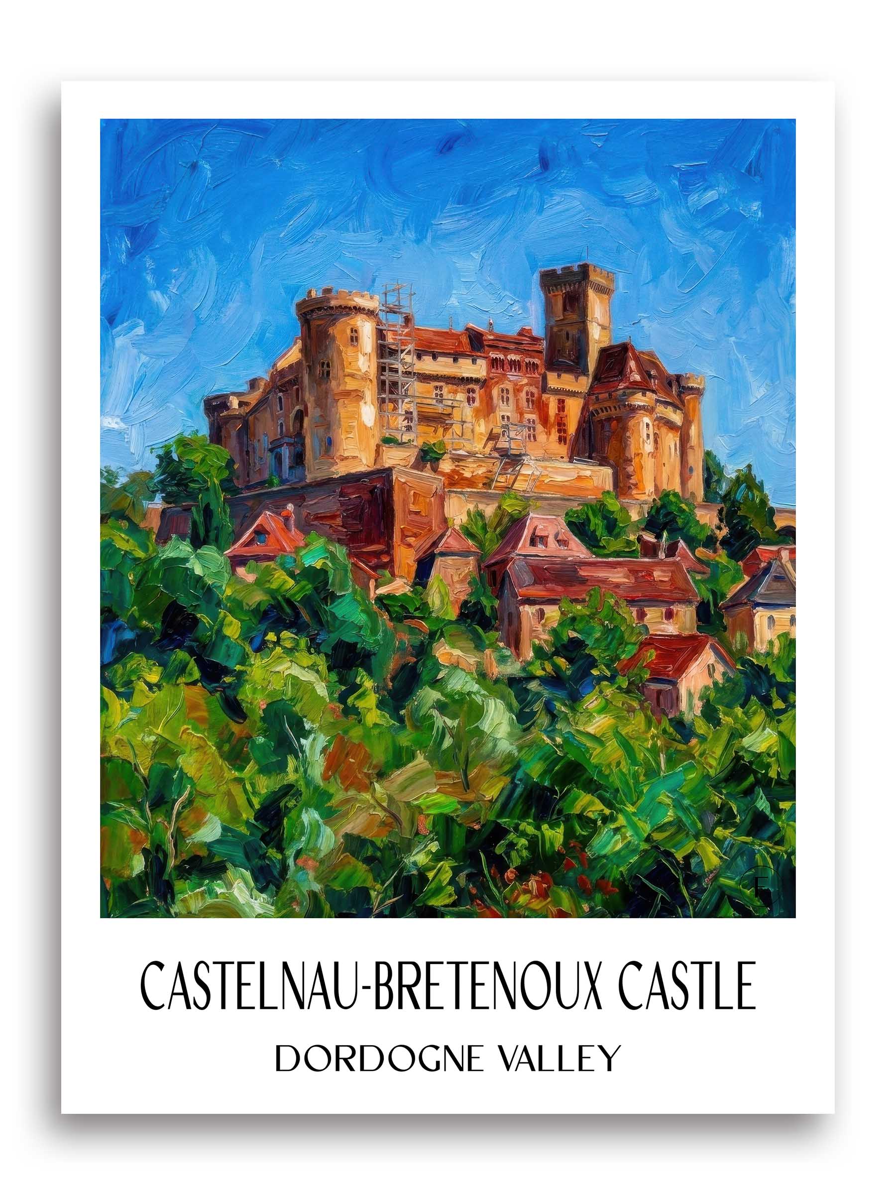 Château de Castelnau-Bretenoux Poster - Vallée de la Dordogne - Frankreich Kunstdruck - Ölgemälde von A4 bis A1