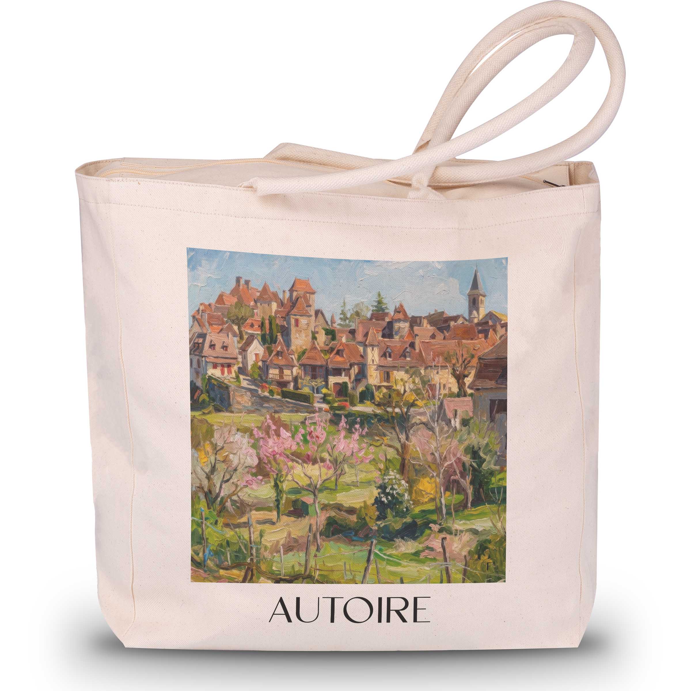 Autoire Shopping Tasche - Vallée de la Dordogne - Frankreich Tote Bag - Einkaufstasche im Ölgemälde Stil