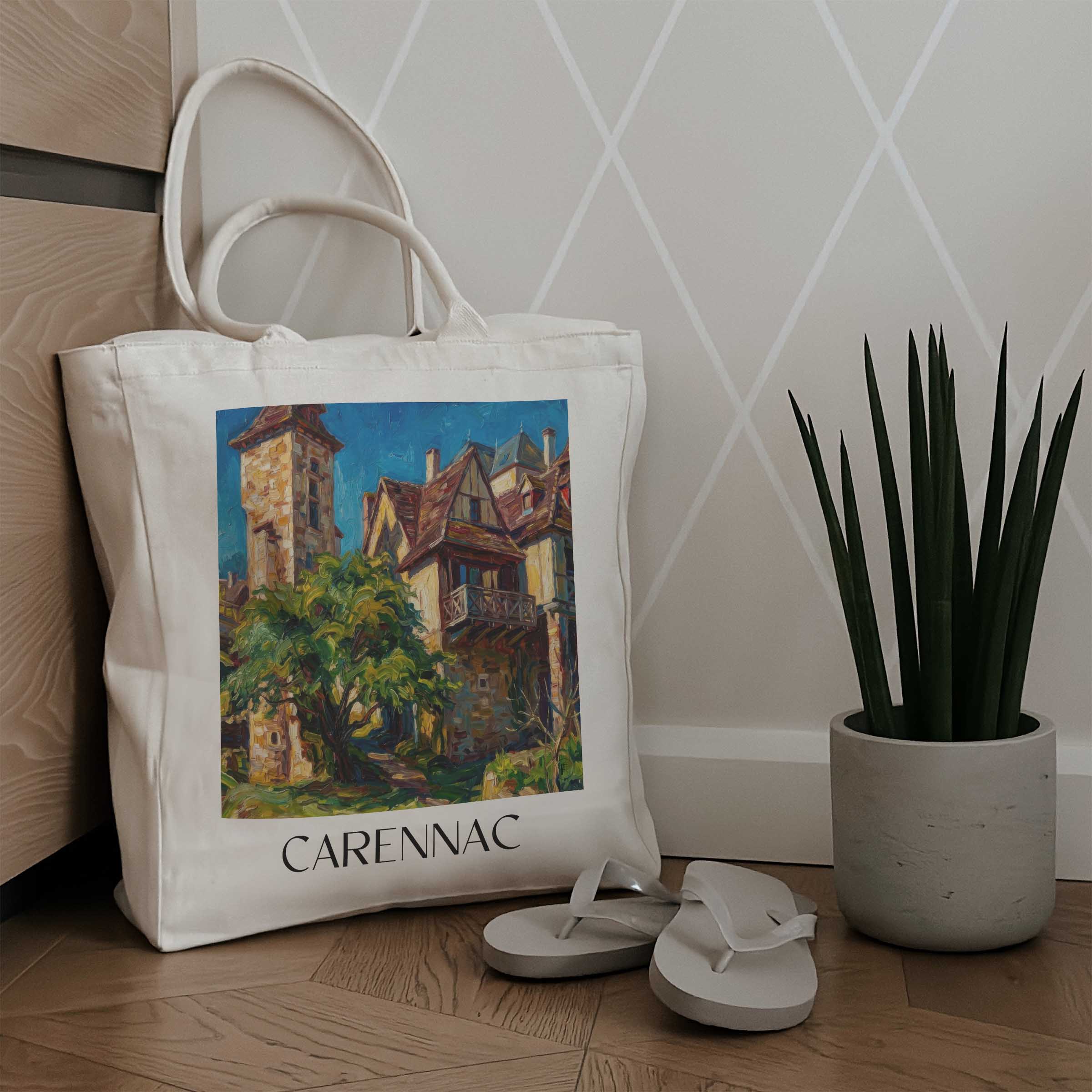 carennac-vallée-de-la-dordogne-frankreich-einkaufstasche-oil-painting-oelgemaelde