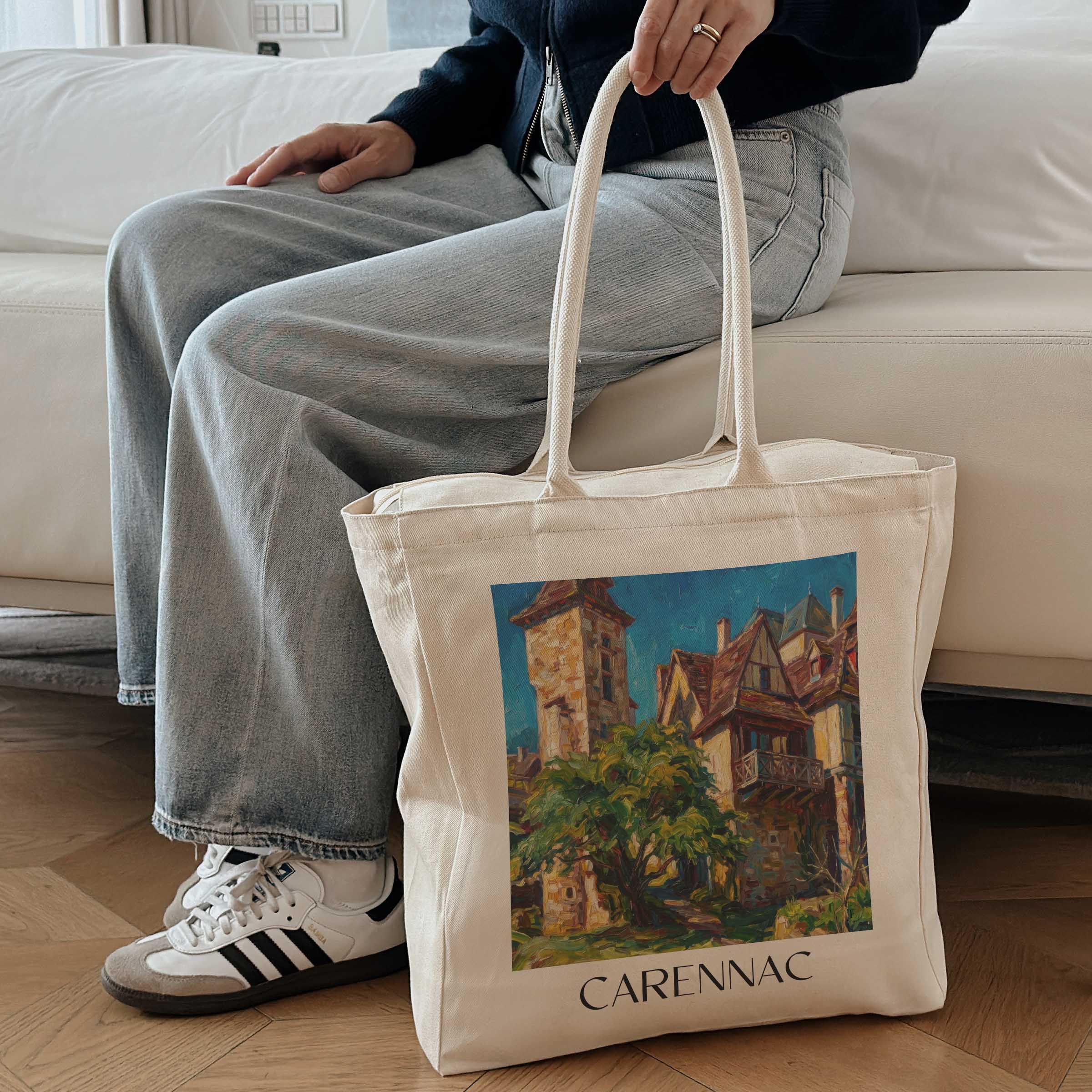 carennac-vallée-de-la-dordogne-frankreich-einkaufstasche-oil-painting-oelgemaelde