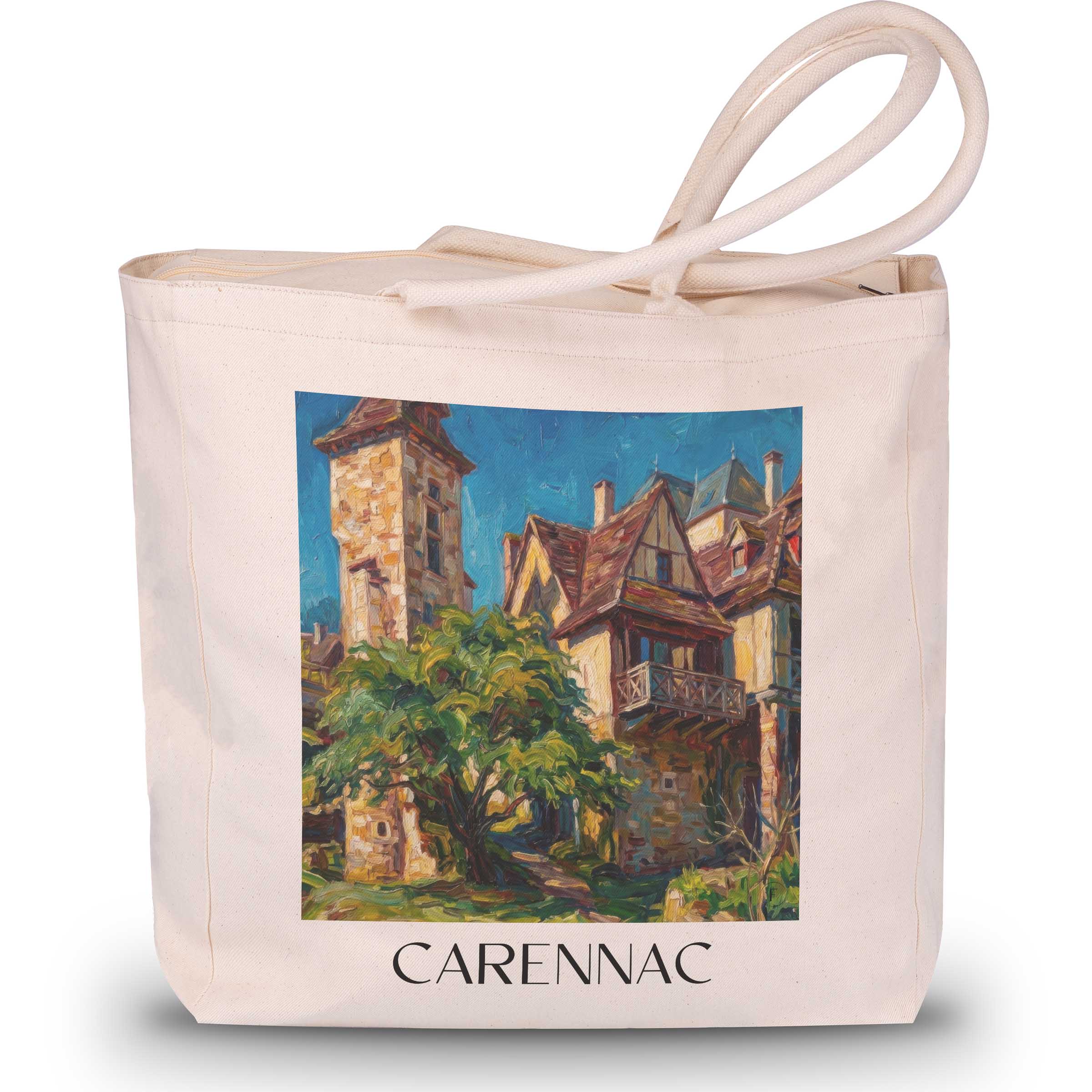 Carennac Shopping Tasche - Vallée de la Dordogne - Frankreich Tote Bag - Einkaufstasche im Ölgemälde Stil