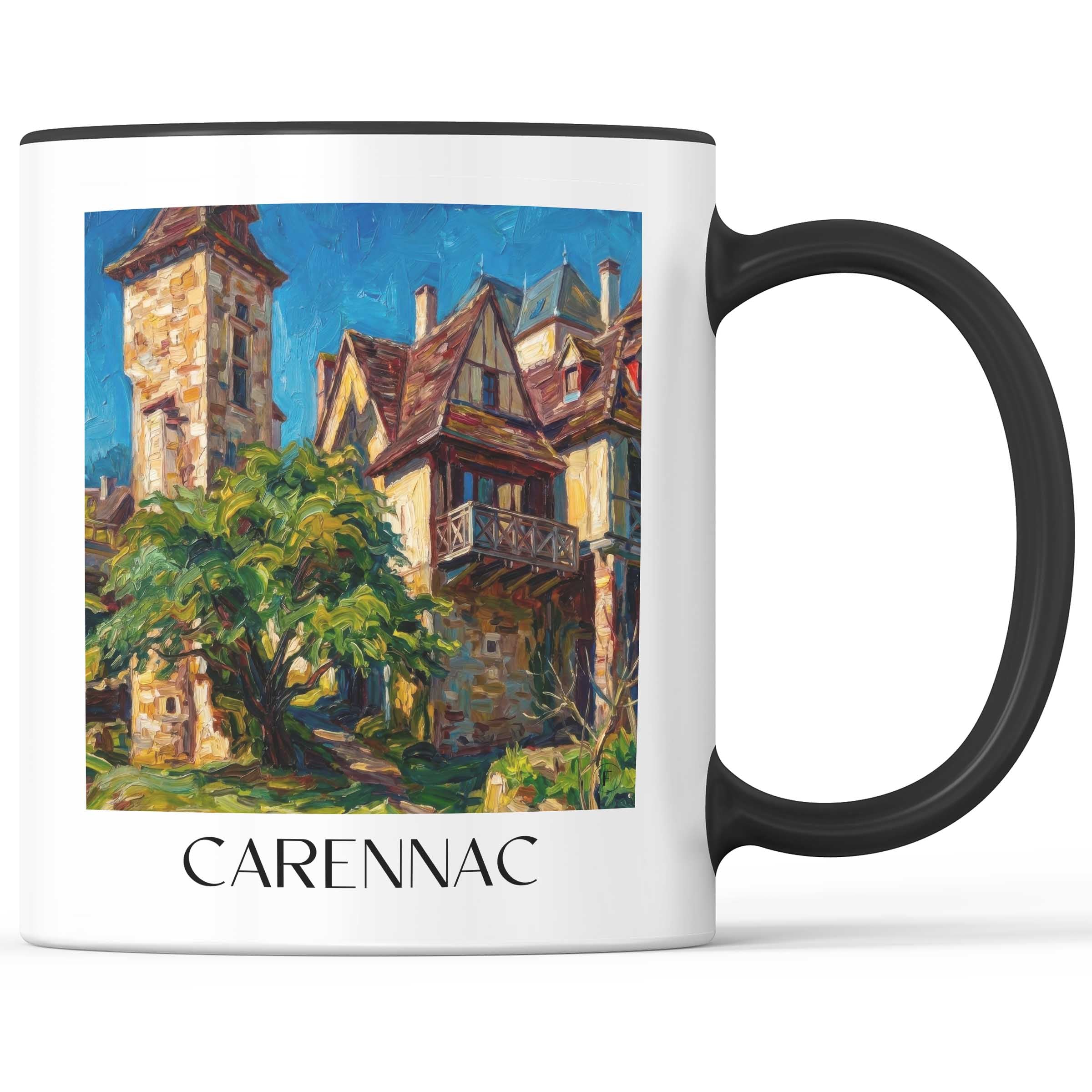 Carennac Kaffeebecher - Vallée de la Dordogne - Frankreich Becher - Kaffeetasse im Ölgemälde Stil