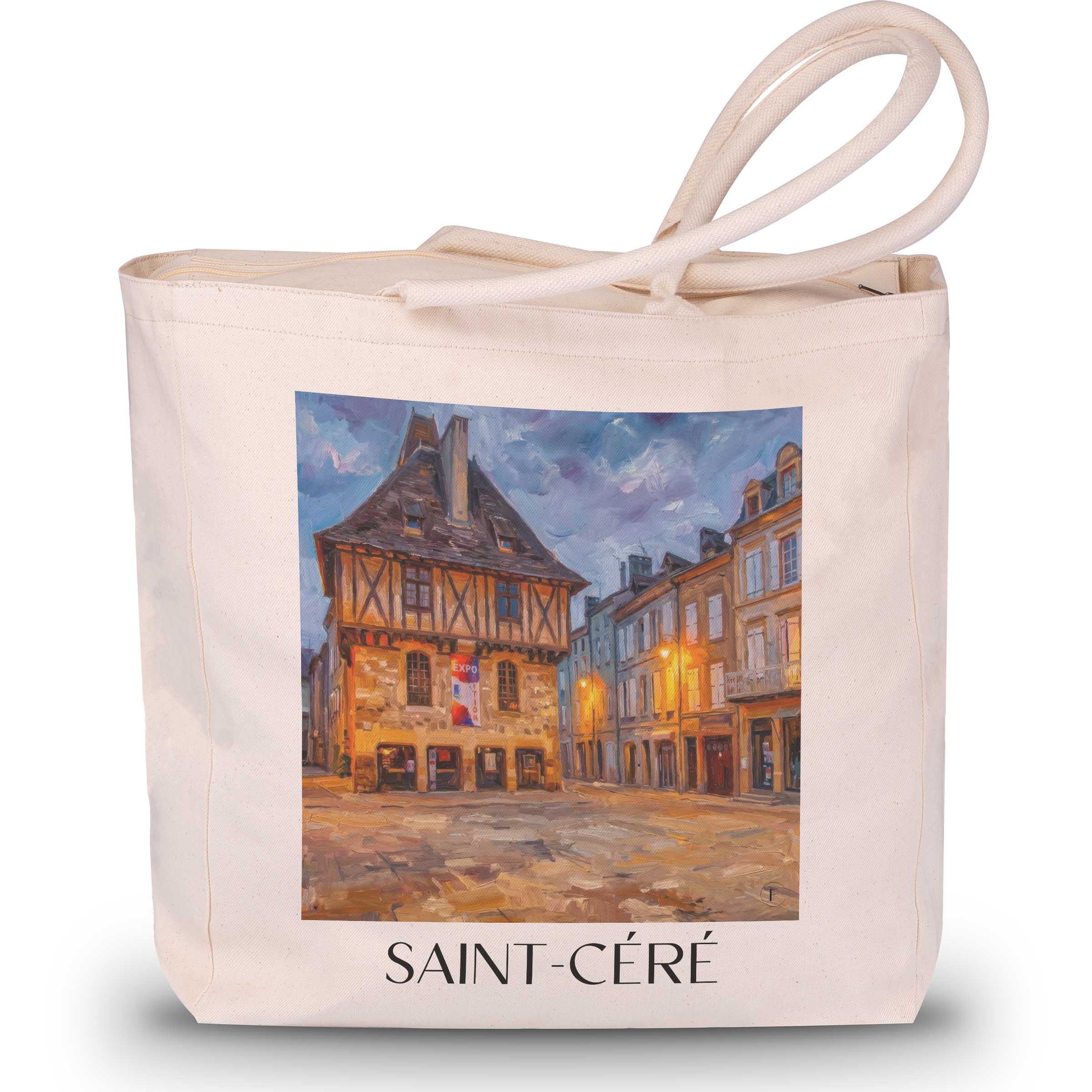 Saint-Céré Shopping Tasche - Vallée de la Dordogne - Frankreich Tote Bag - Einkaufstasche im Ölgemälde Stil