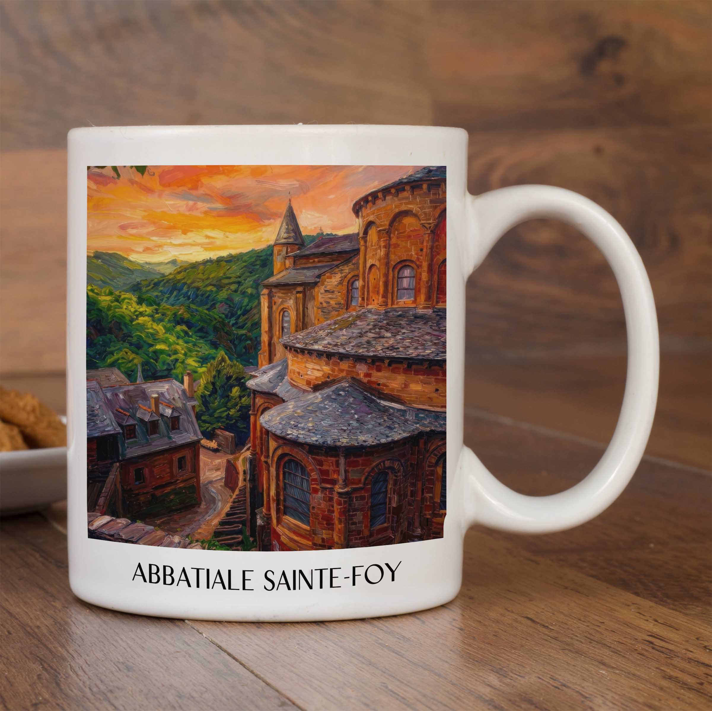 abbatiale-sainte-foy-conques-frankreich-kaffeebecher-oil-painting-oelgemaelde