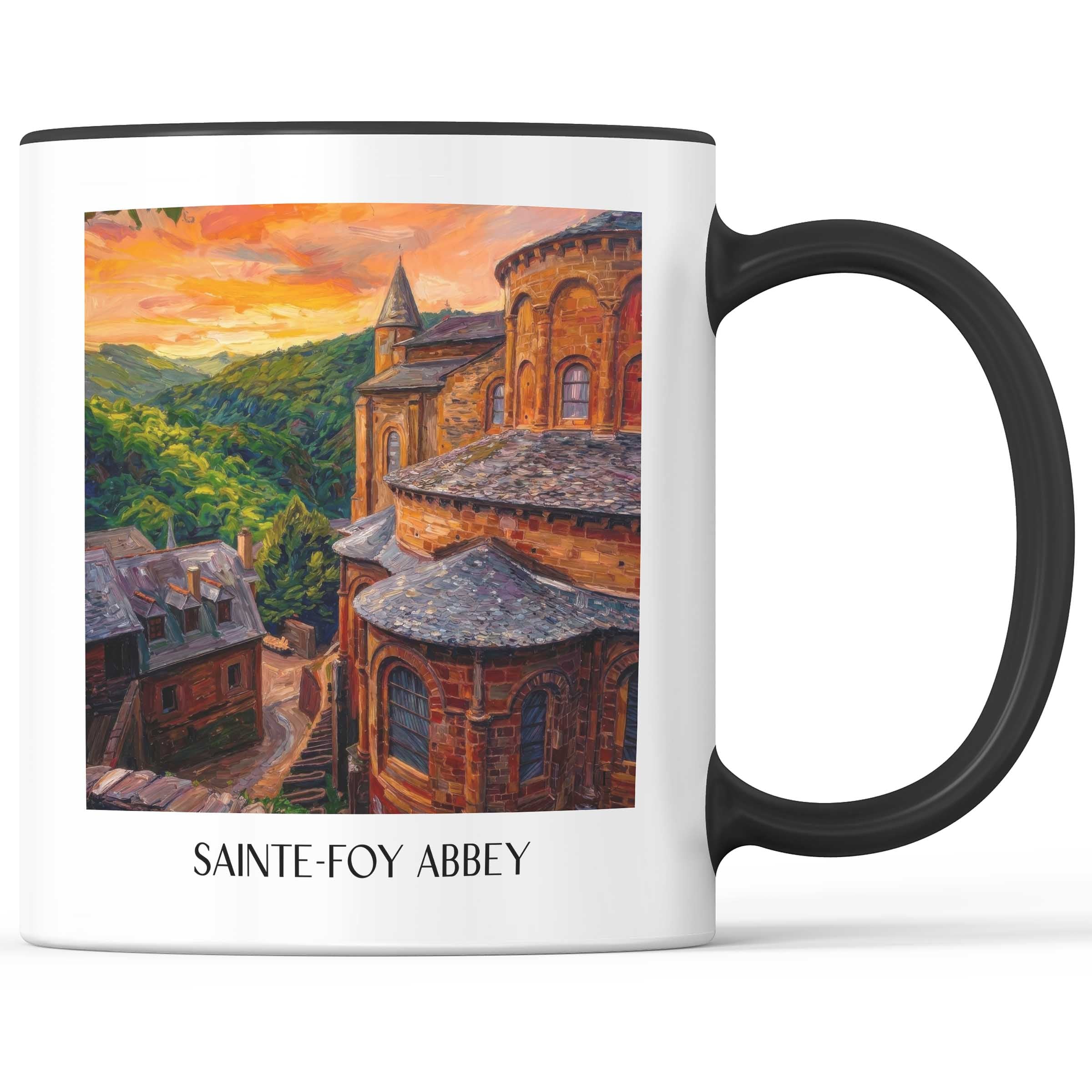 Abbatiale Sainte-Foy Kaffeebecher - Conques - Frankreich Becher - Kaffeetasse im Ölgemälde Stil