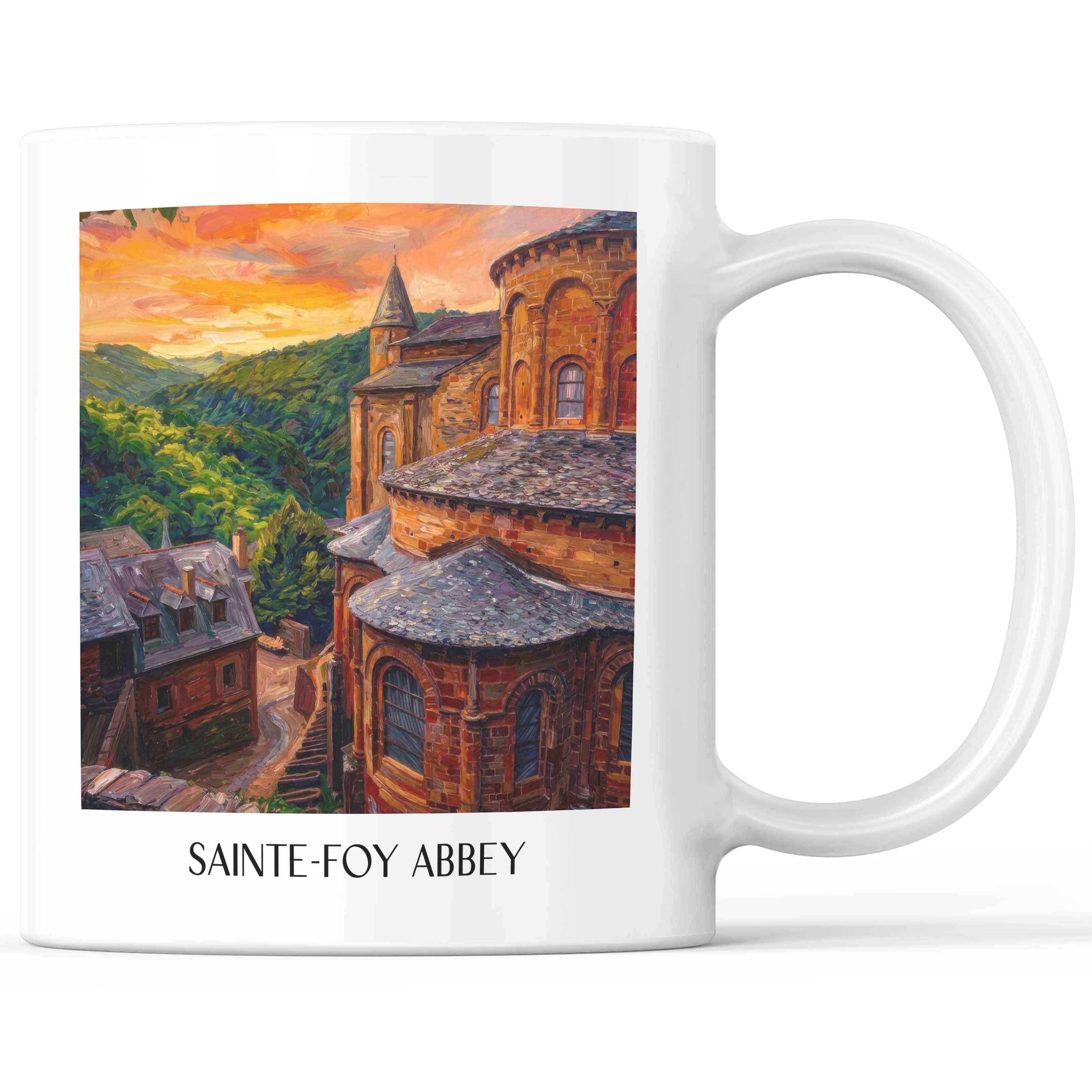 Abbatiale Sainte-Foy Kaffeebecher - Conques - Frankreich Becher - Kaffeetasse im Ölgemälde Stil