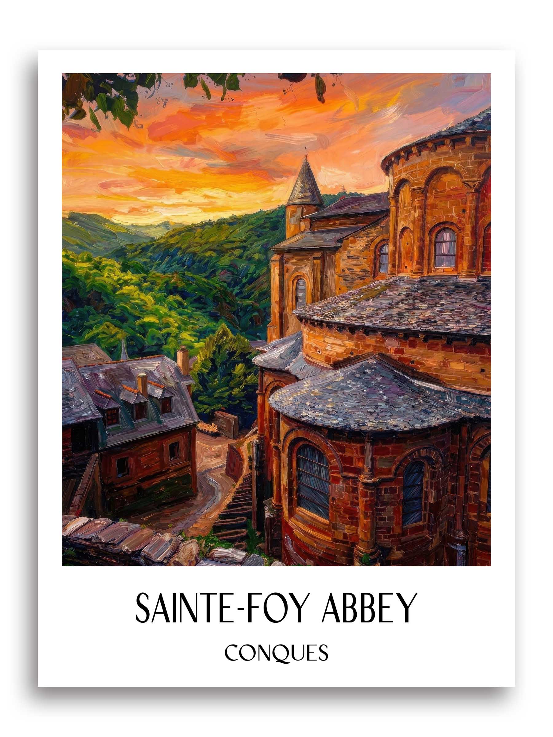Abbatiale Sainte-Foy Poster - Conques - Frankreich Kunstdruck - Ölgemälde von A4 bis A1