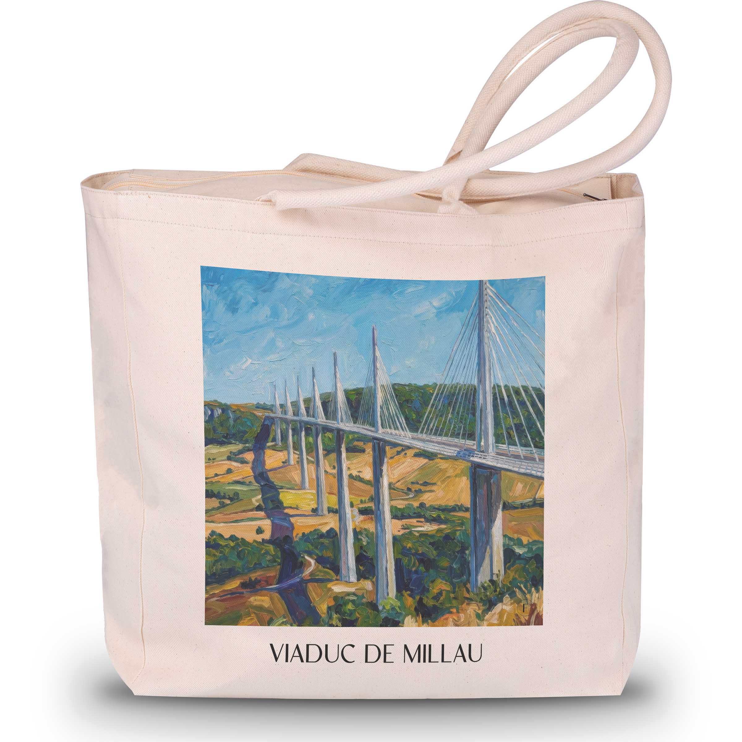 viaduc-de-millau-okzitanien-frankreich-einkaufstasche-oil-painting-oelgemaelde