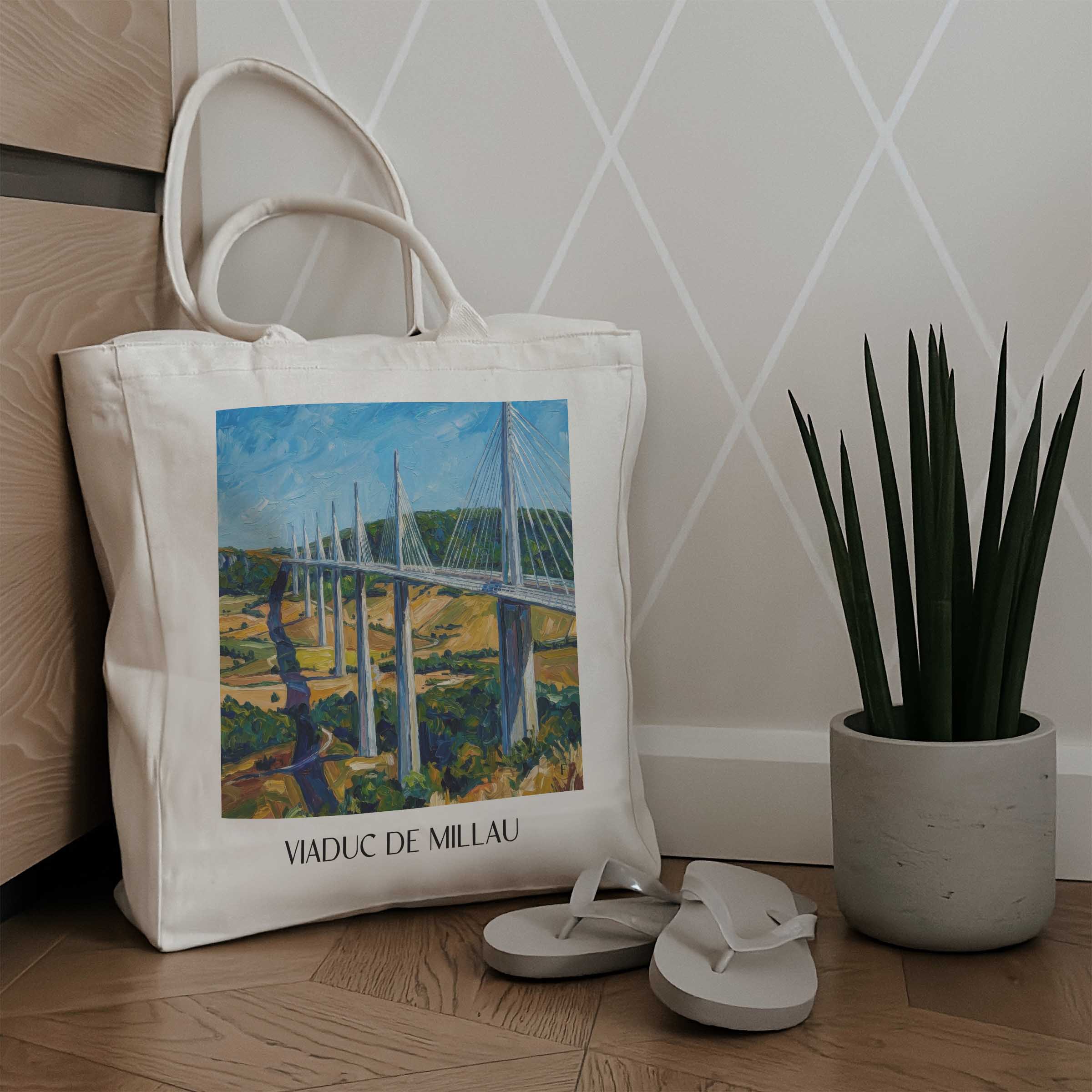 viaduc-de-millau-okzitanien-frankreich-einkaufstasche-oil-painting-oelgemaelde