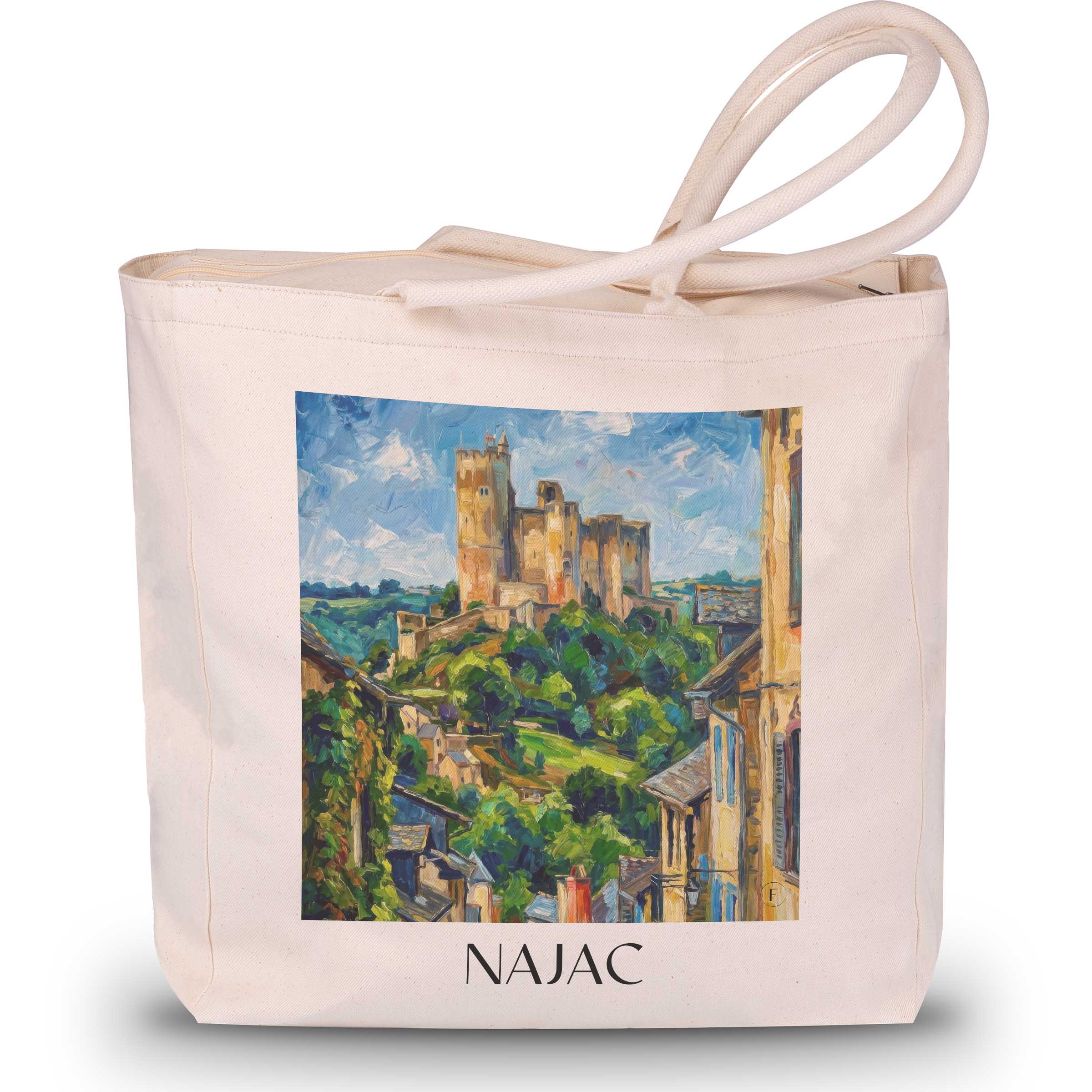 Najac Shopping Tasche - Vallée de l'Aveyron - Frankreich Tote Bag - Einkaufstasche im Ölgemälde Stil