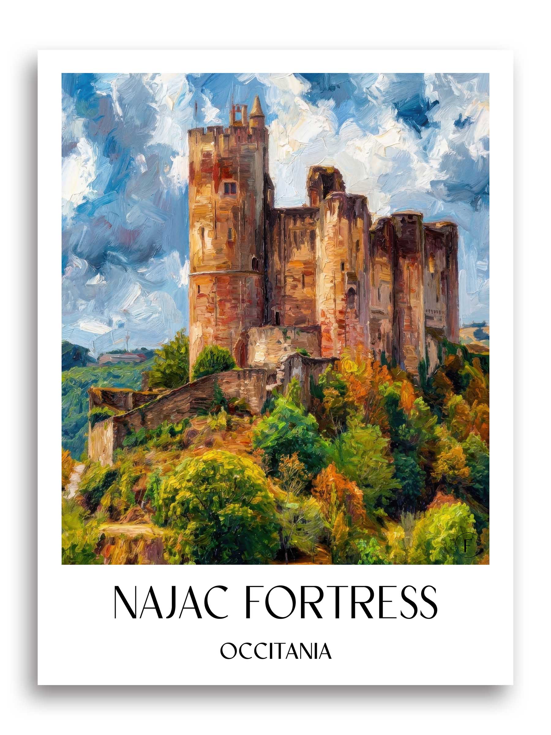 Forteresse de Najac Poster - Okzitanien - Frankreich Kunstdruck - Ölgemälde von A4 bis A1