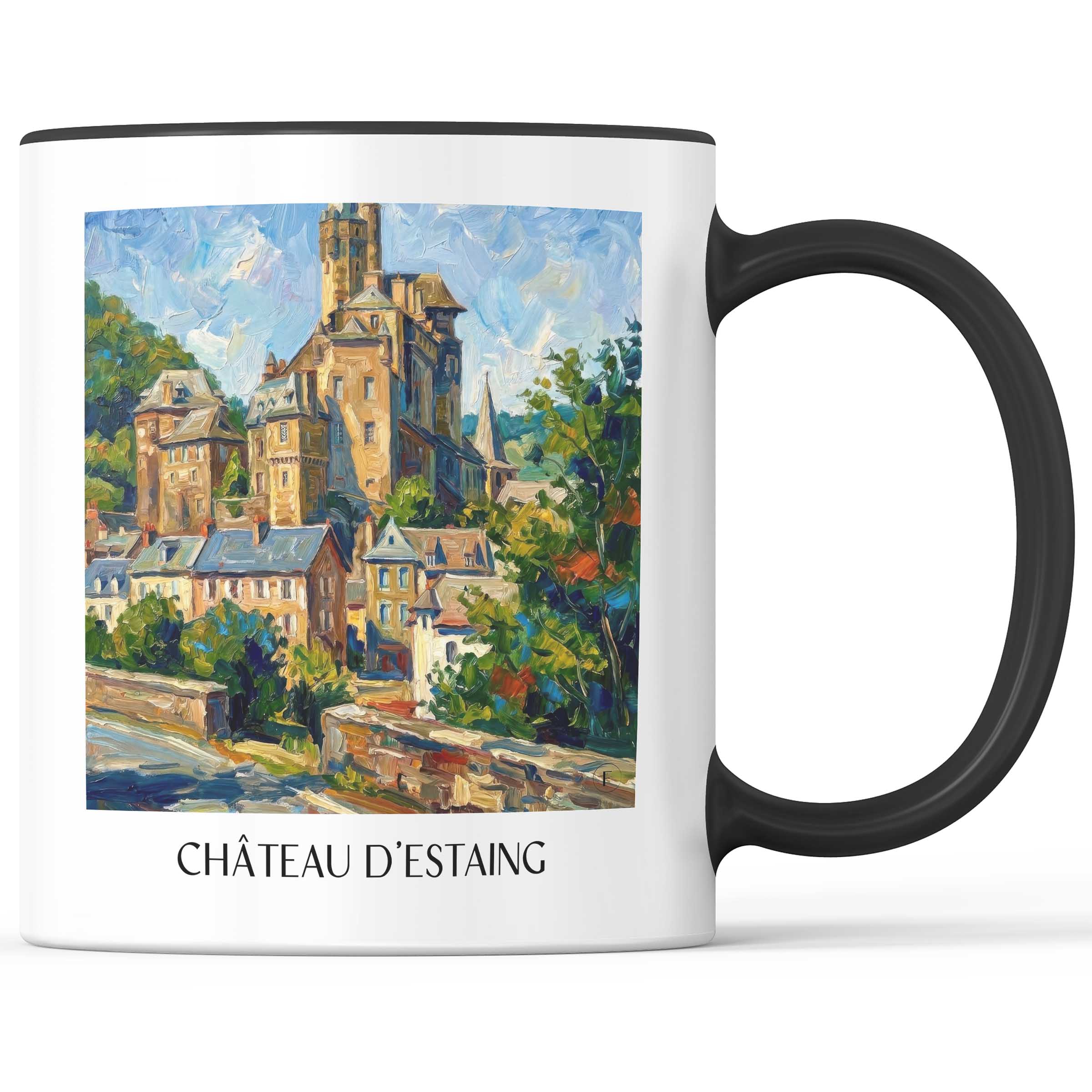 château-d'estaing-vallée-du-lot-frankreich-kaffeebecher-oil-painting-oelgemaelde