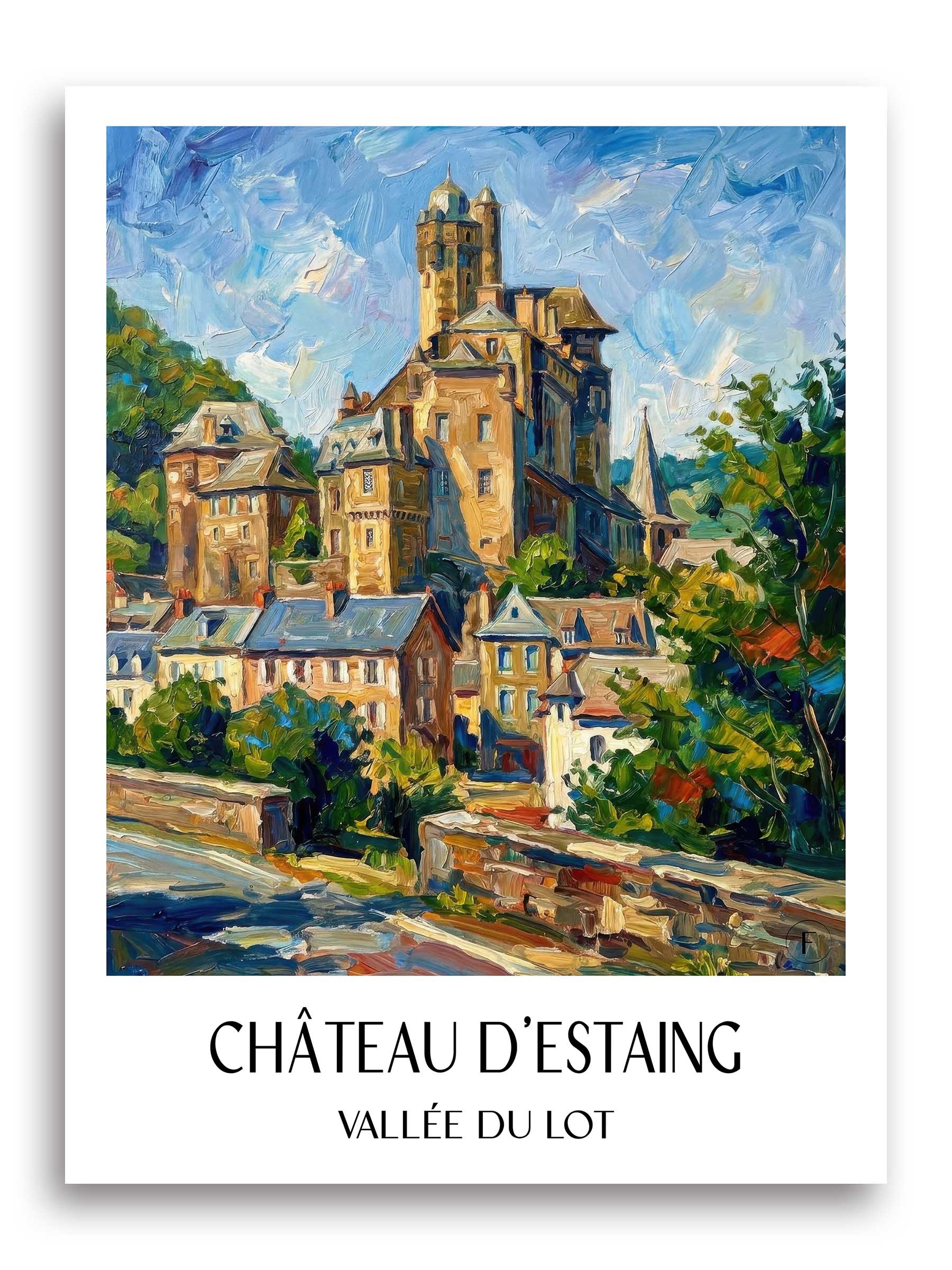 château-d'estaing-vallée-du-lot-frankreich-poster-oil-painting-oelgemaelde