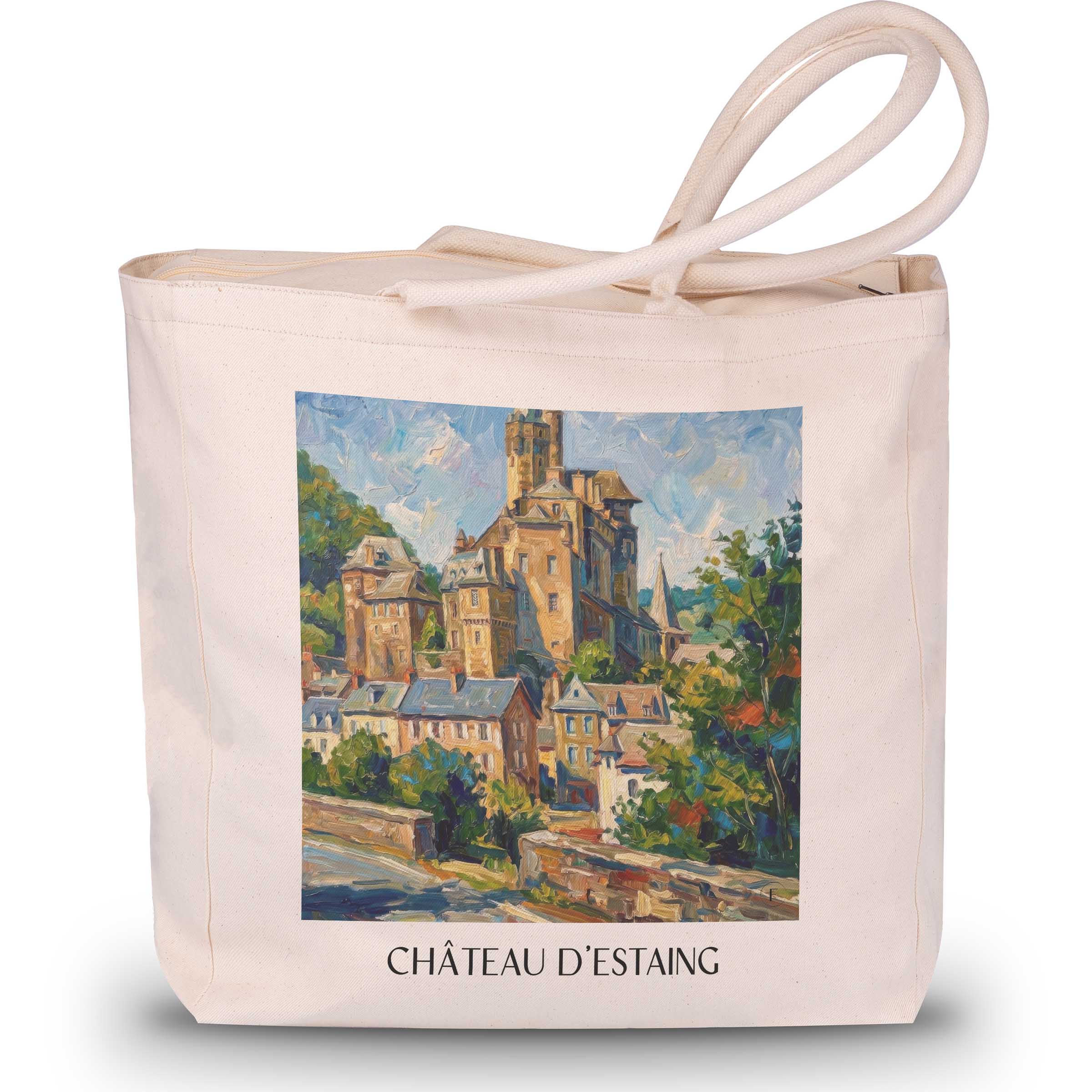 Château d'Estaing Shopping Tasche - Vallée du Lot - Frankreich Tote Bag - Einkaufstasche im Ölgemälde Stil