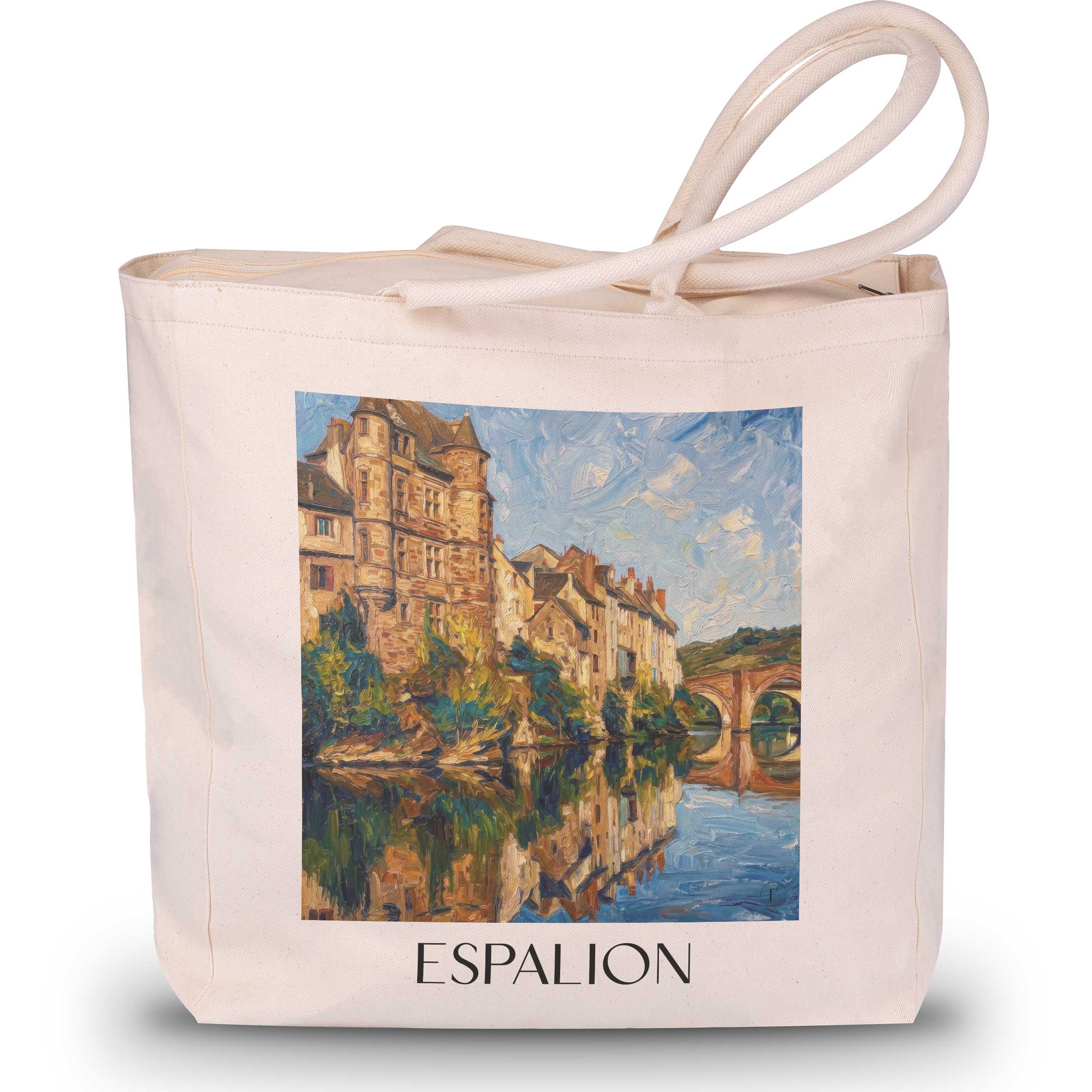 Espalion Shopping Tasche - Vallée du Lot - Frankreich Tote Bag - Einkaufstasche im Ölgemälde Stil