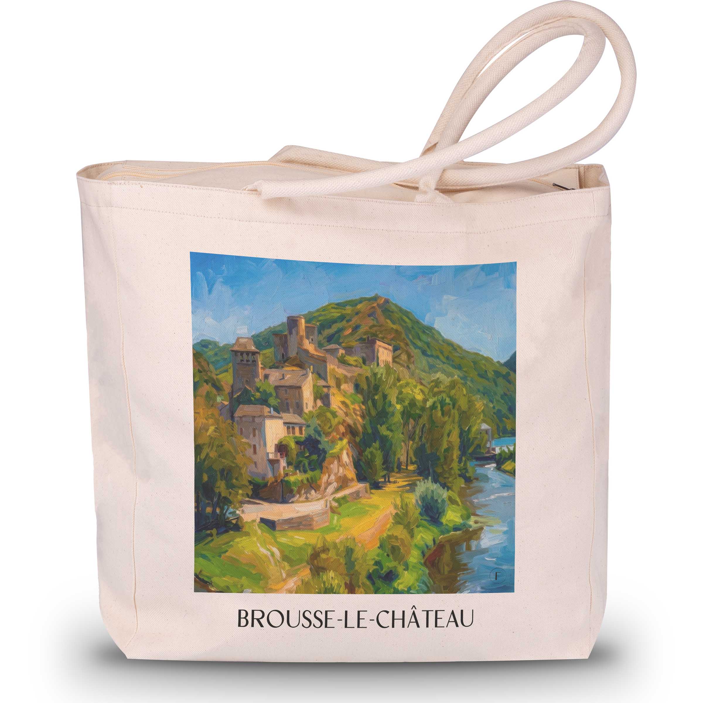 brousse-le-château-vallée-du-tarn-frankreich-einkaufstasche-oil-painting-oelgemaelde