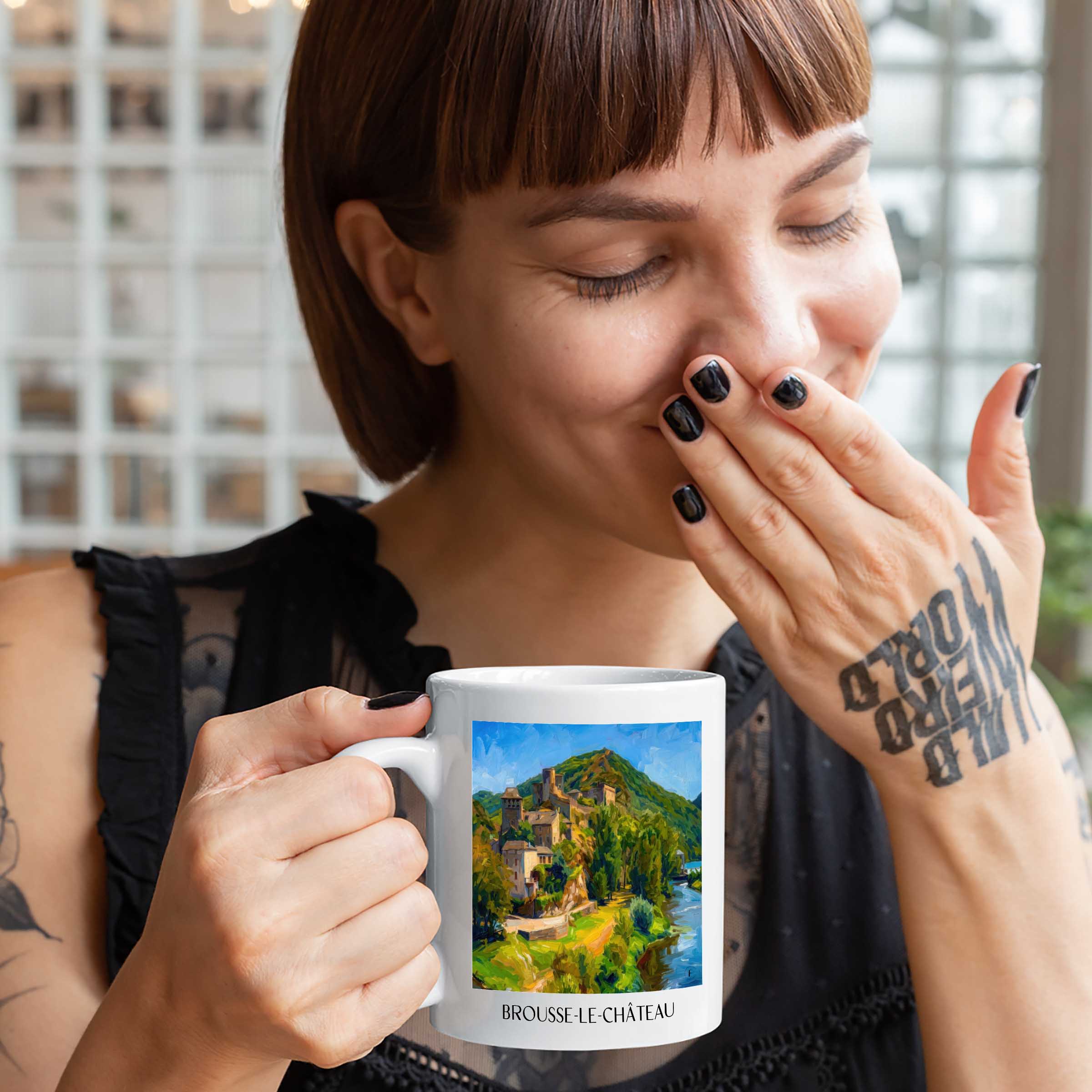 brousse-le-château-vallée-du-tarn-frankreich-kaffeebecher-oil-painting-oelgemaelde