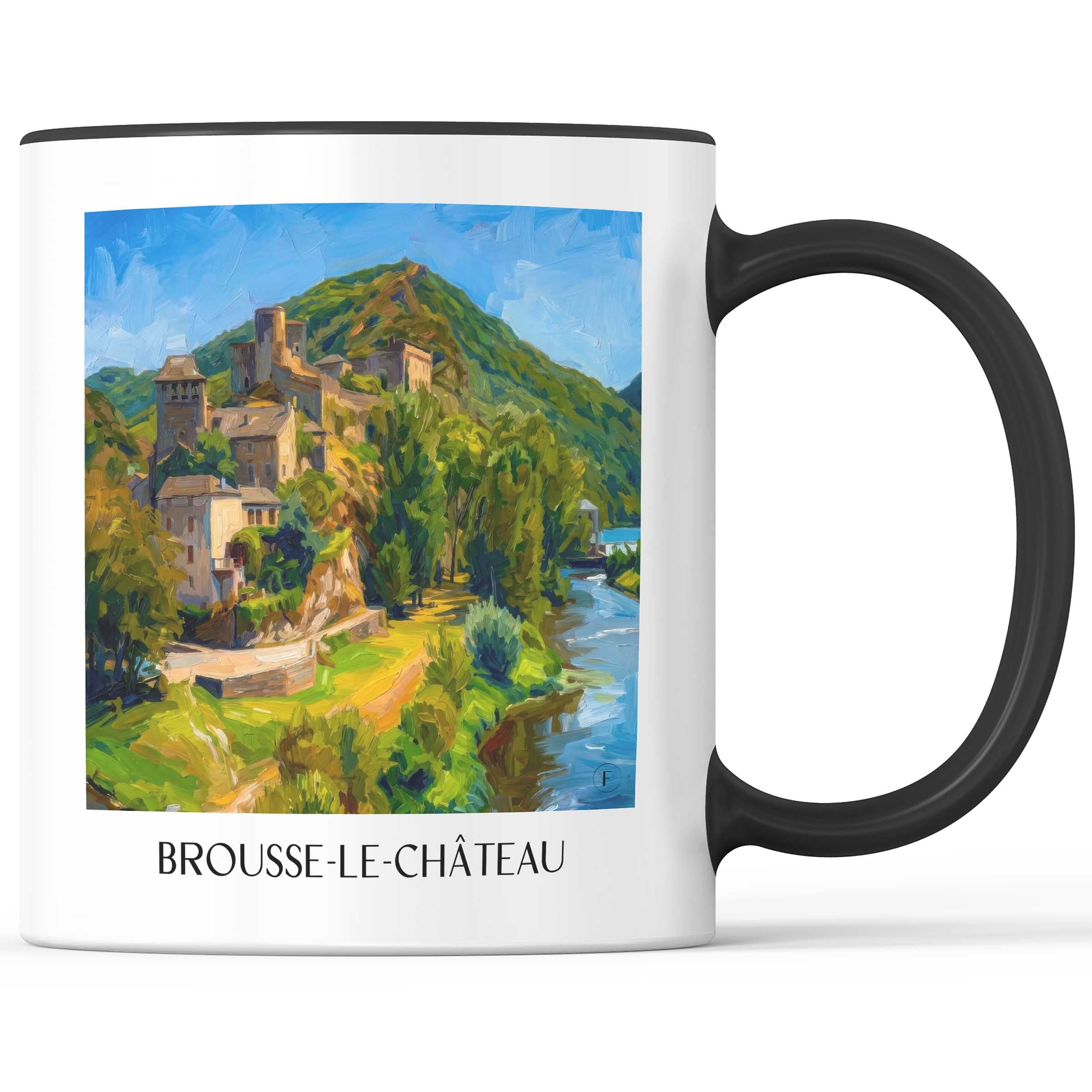 Brousse-le-Château Kaffeebecher - Vallée du Tarn - Frankreich Becher - Kaffeetasse im Ölgemälde Stil