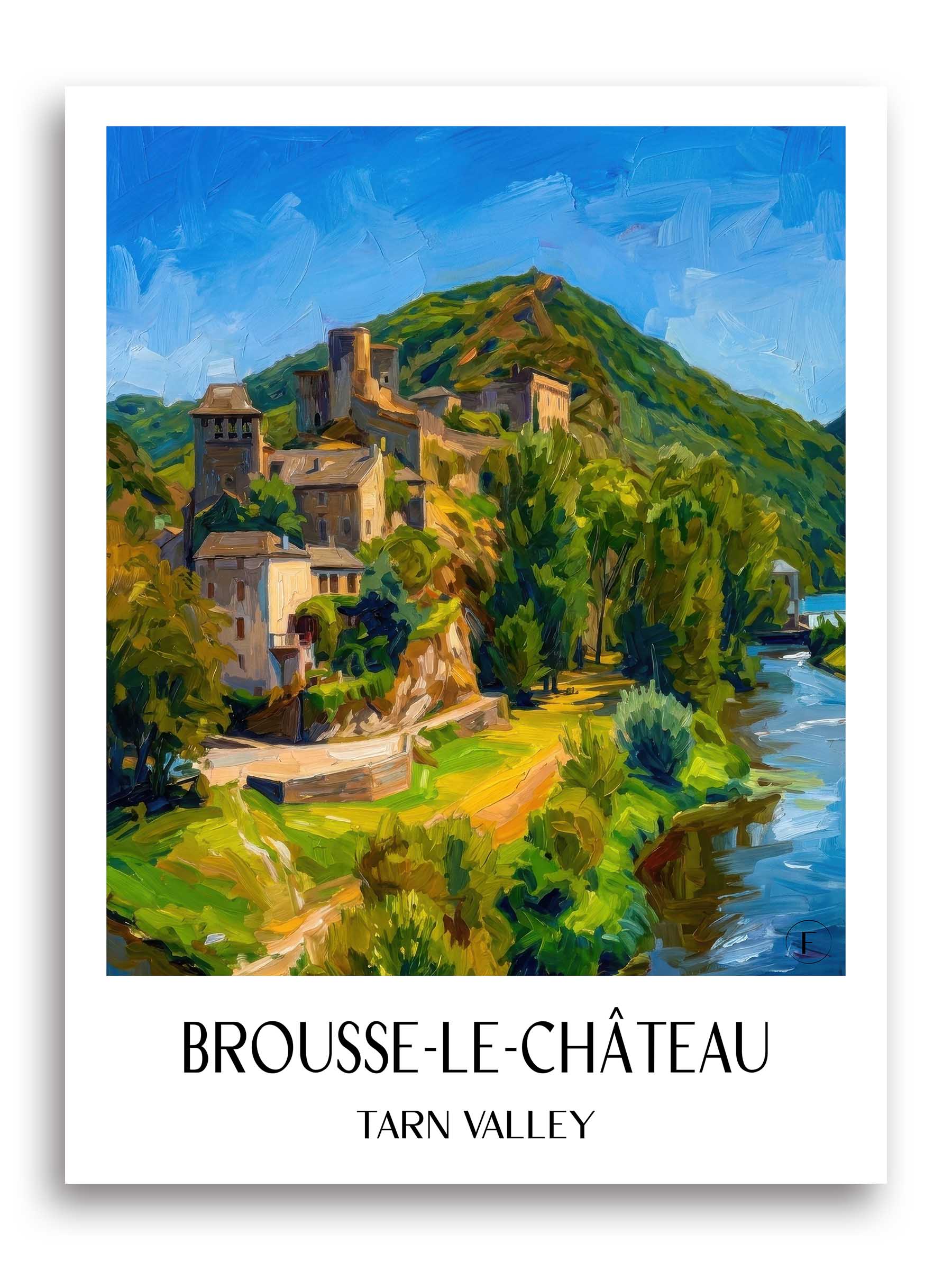 Brousse-le-Château Poster - Vallée du Tarn - Frankreich Kunstdruck - Ölgemälde von A4 bis A1