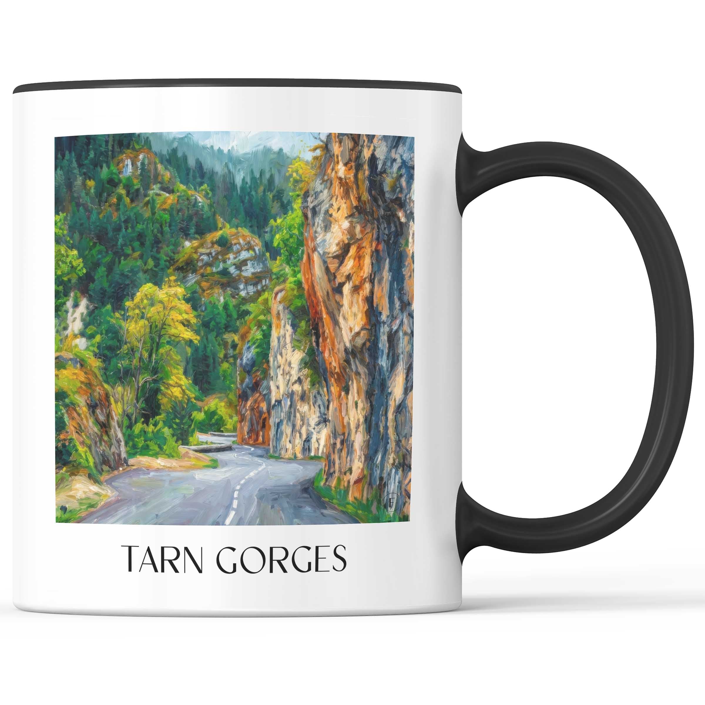 Gorges du Tarn Kaffeebecher - Okzitanien - Frankreich Becher - Kaffeetasse im Ölgemälde Stil