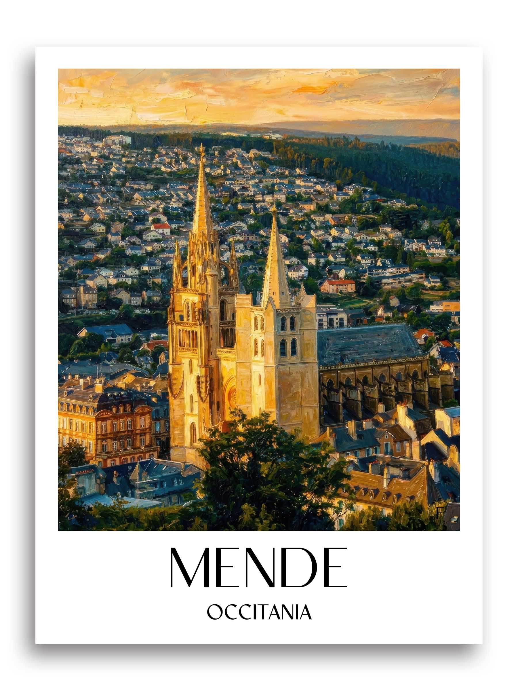 Mende Poster - Okzitanien - Frankreich Kunstdruck - Ölgemälde von A4 bis A1