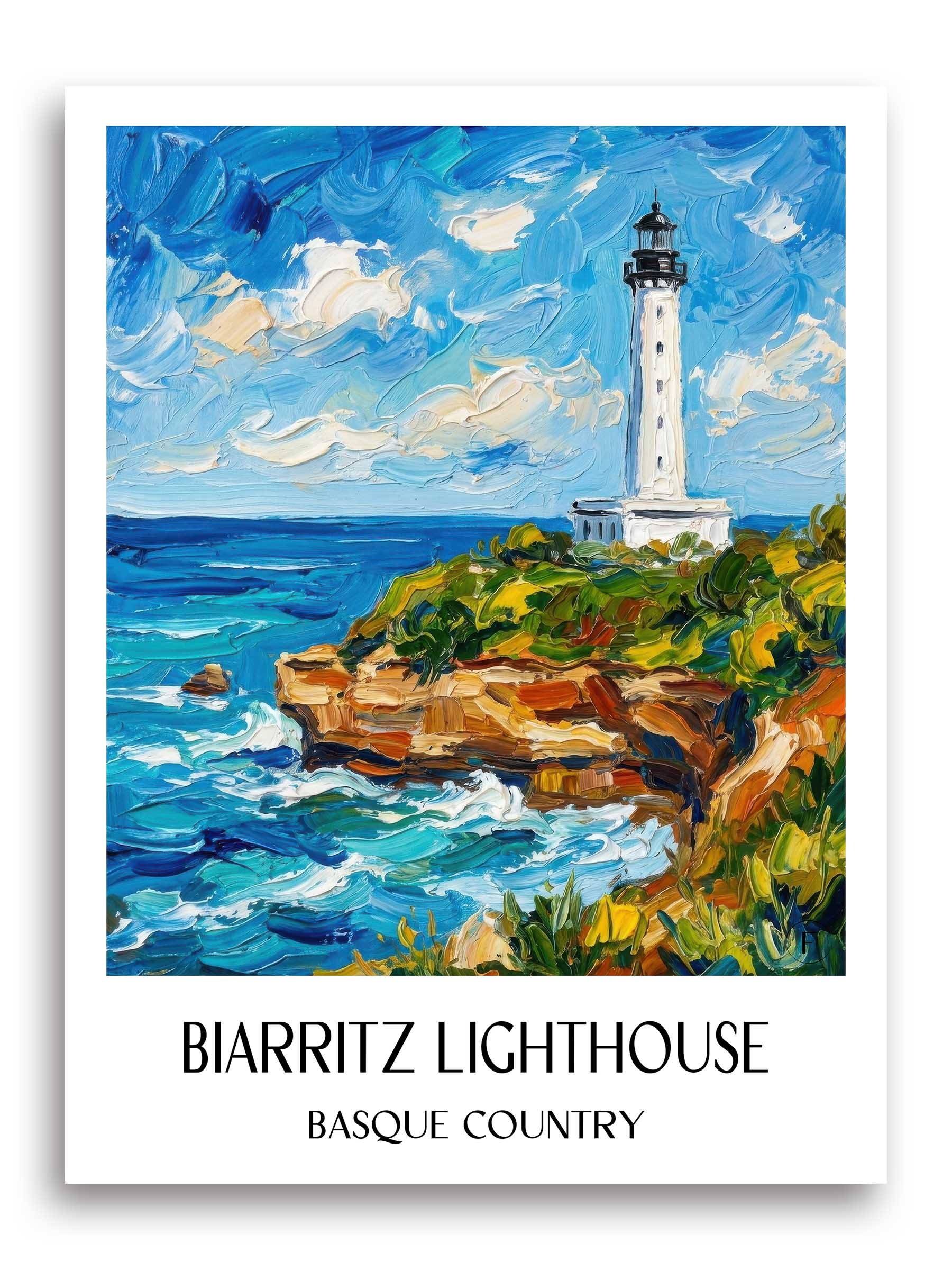 Phare de Biarritz Poster - Pays Basque - Frankreich Kunstdruck - Ölgemälde von A4 bis A1