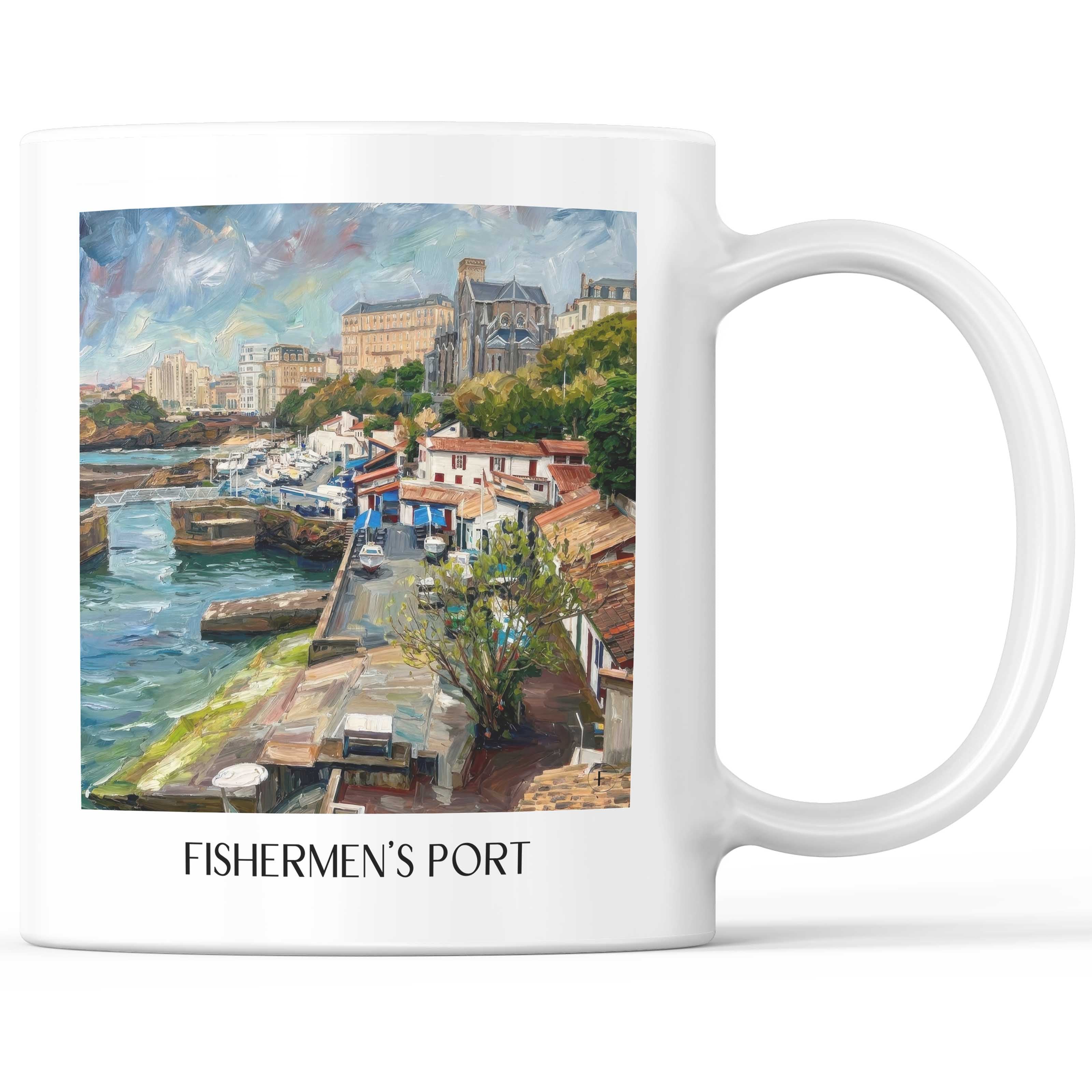 Port des Pêcheurs Kaffeebecher - Biarritz - Frankreich Becher - Kaffeetasse im Ölgemälde Stil
