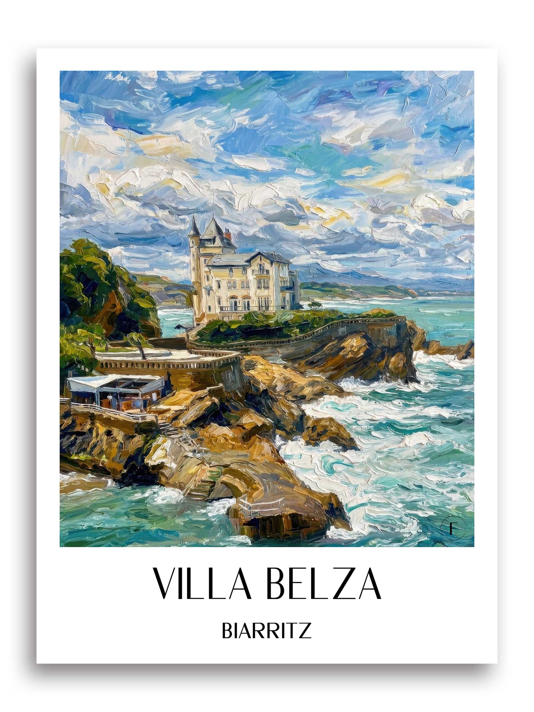 Villa Belza Poster - Biarritz - Frankreich Kunstdruck - Ölgemälde von A4 bis A1