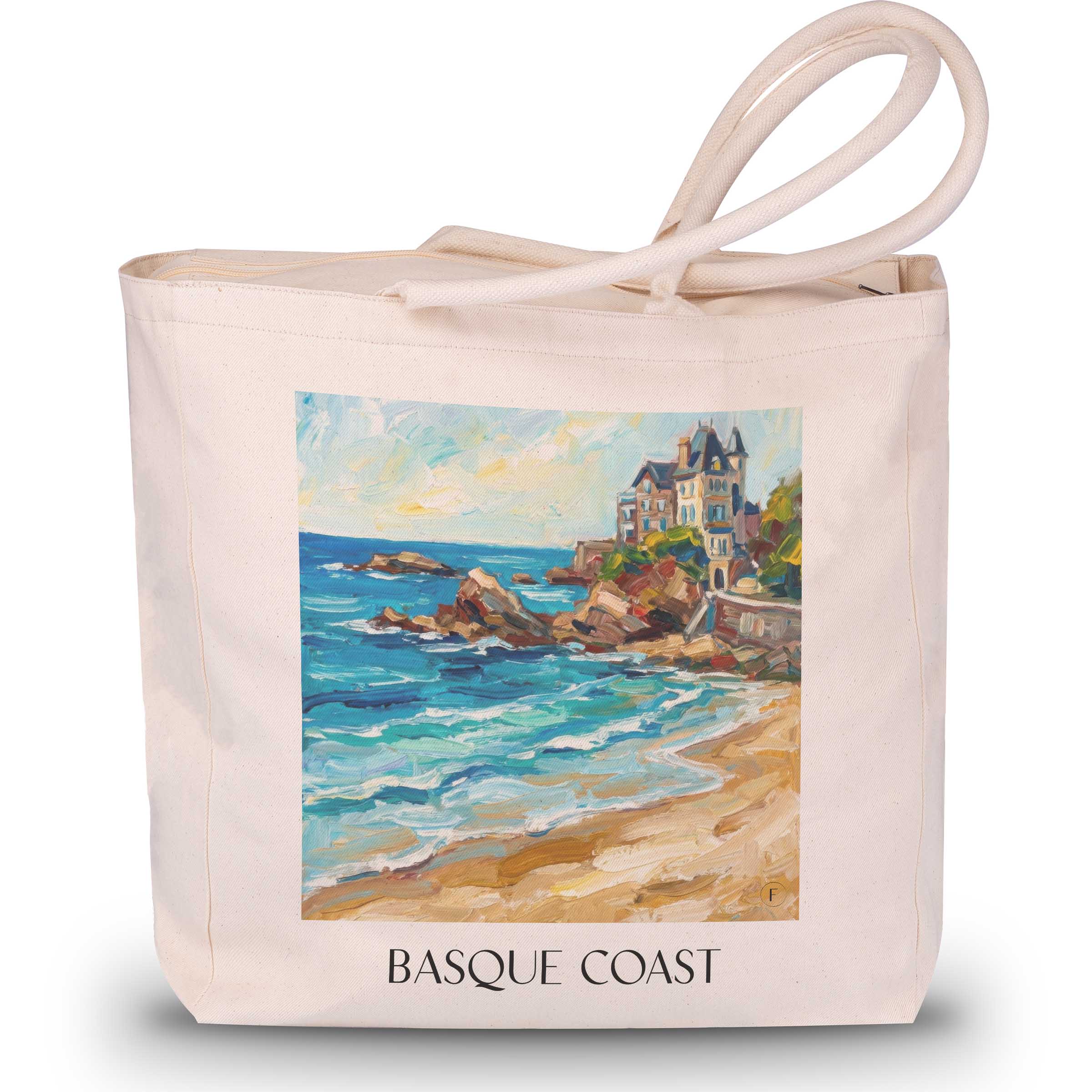 Côte des Basques Shopping Tasche - Biarritz - Frankreich Tote Bag - Einkaufstasche im Ölgemälde Stil