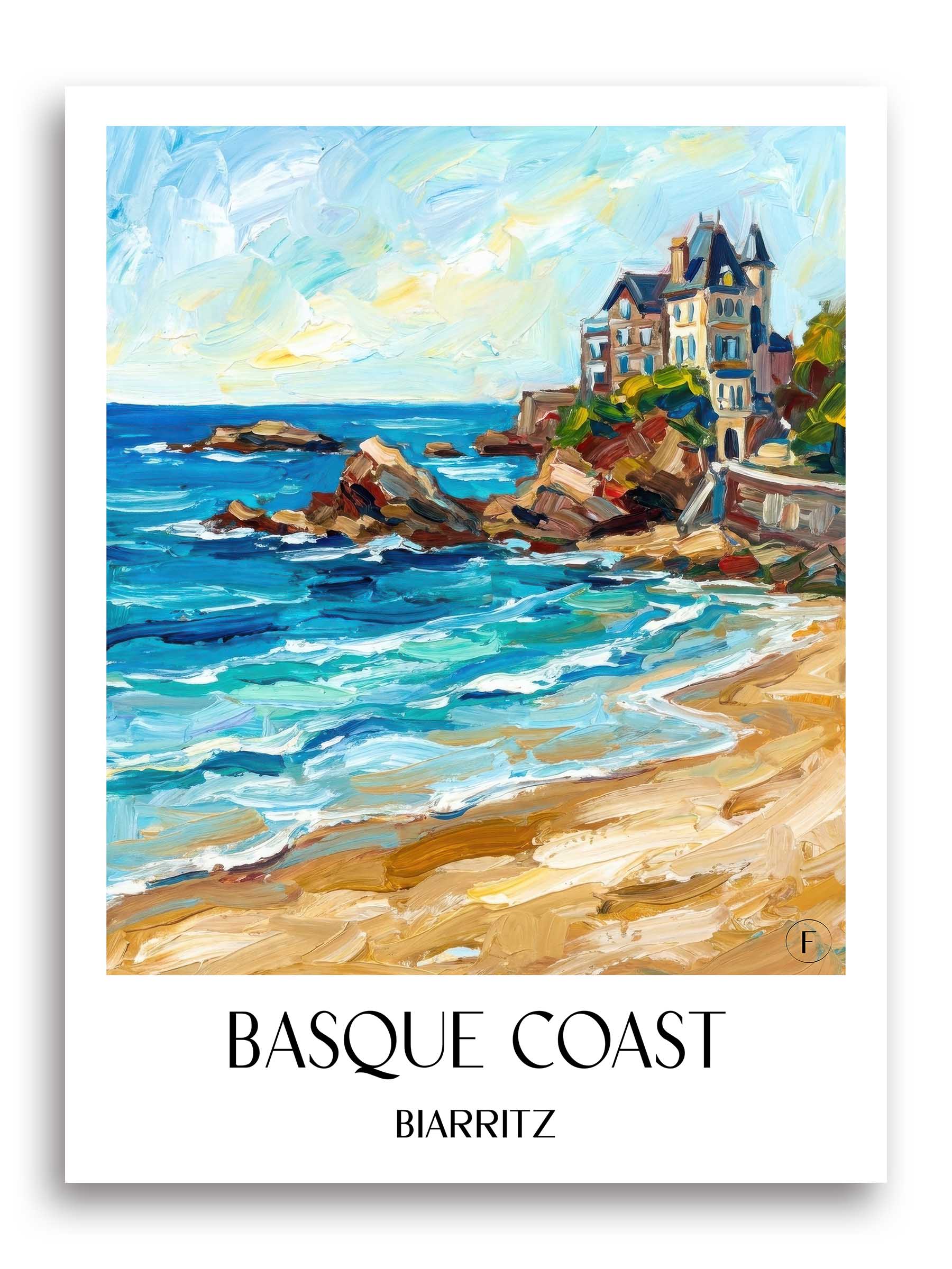 Côte des Basques Poster - Biarritz - Frankreich Kunstdruck - Ölgemälde von A4 bis A1