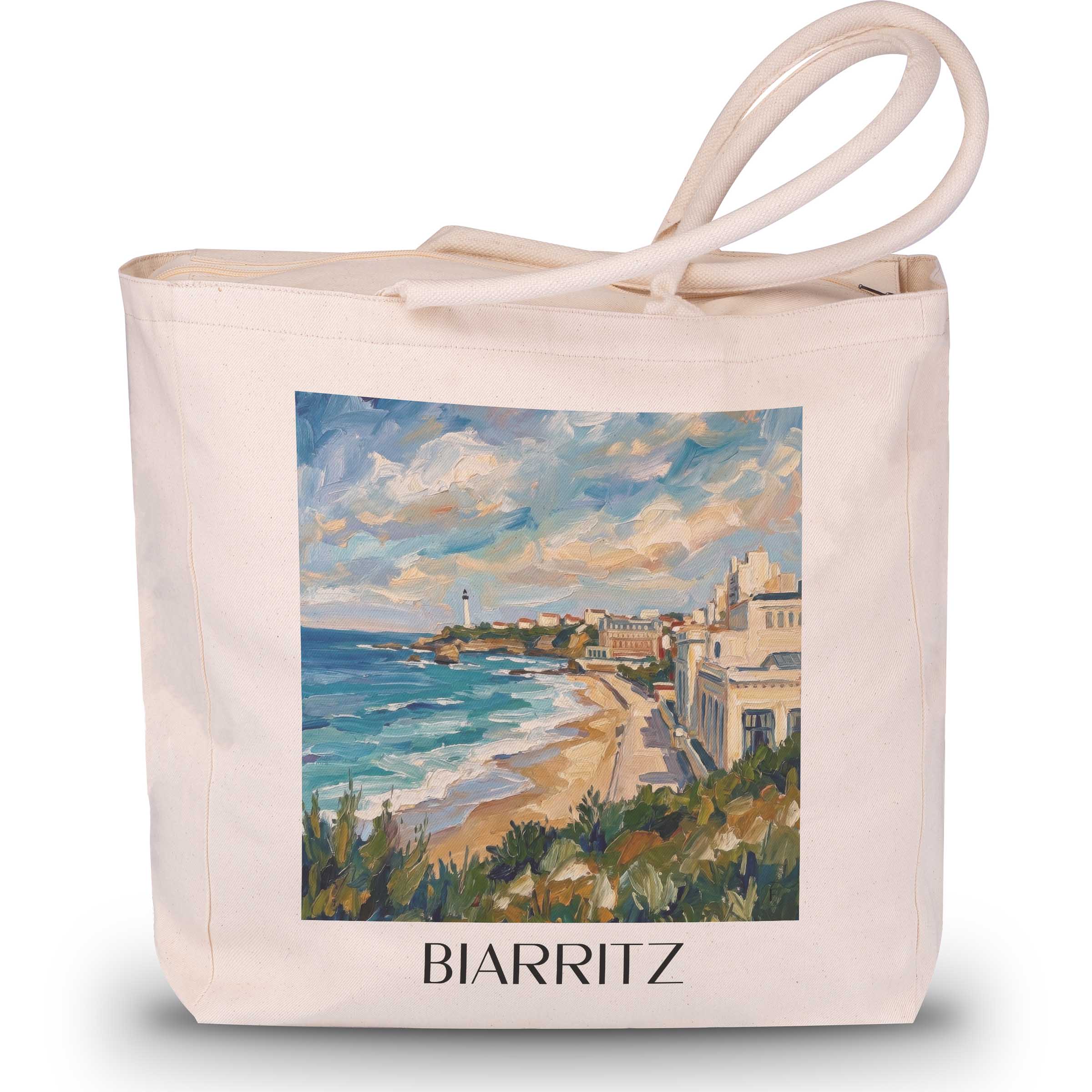 biarritz-pays-basque-frankreich-einkaufstasche-oil-painting-oelgemaelde