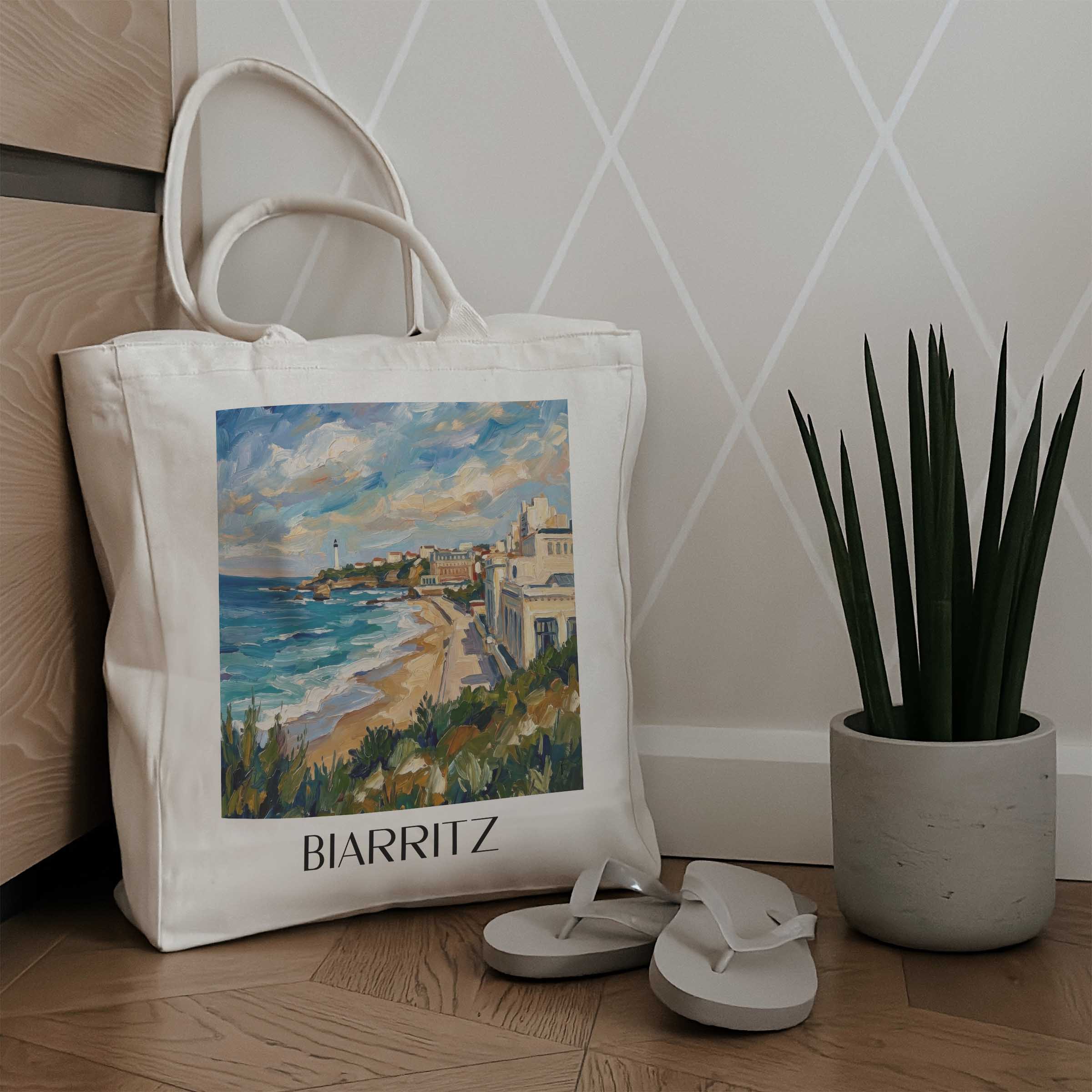 biarritz-pays-basque-frankreich-einkaufstasche-oil-painting-oelgemaelde