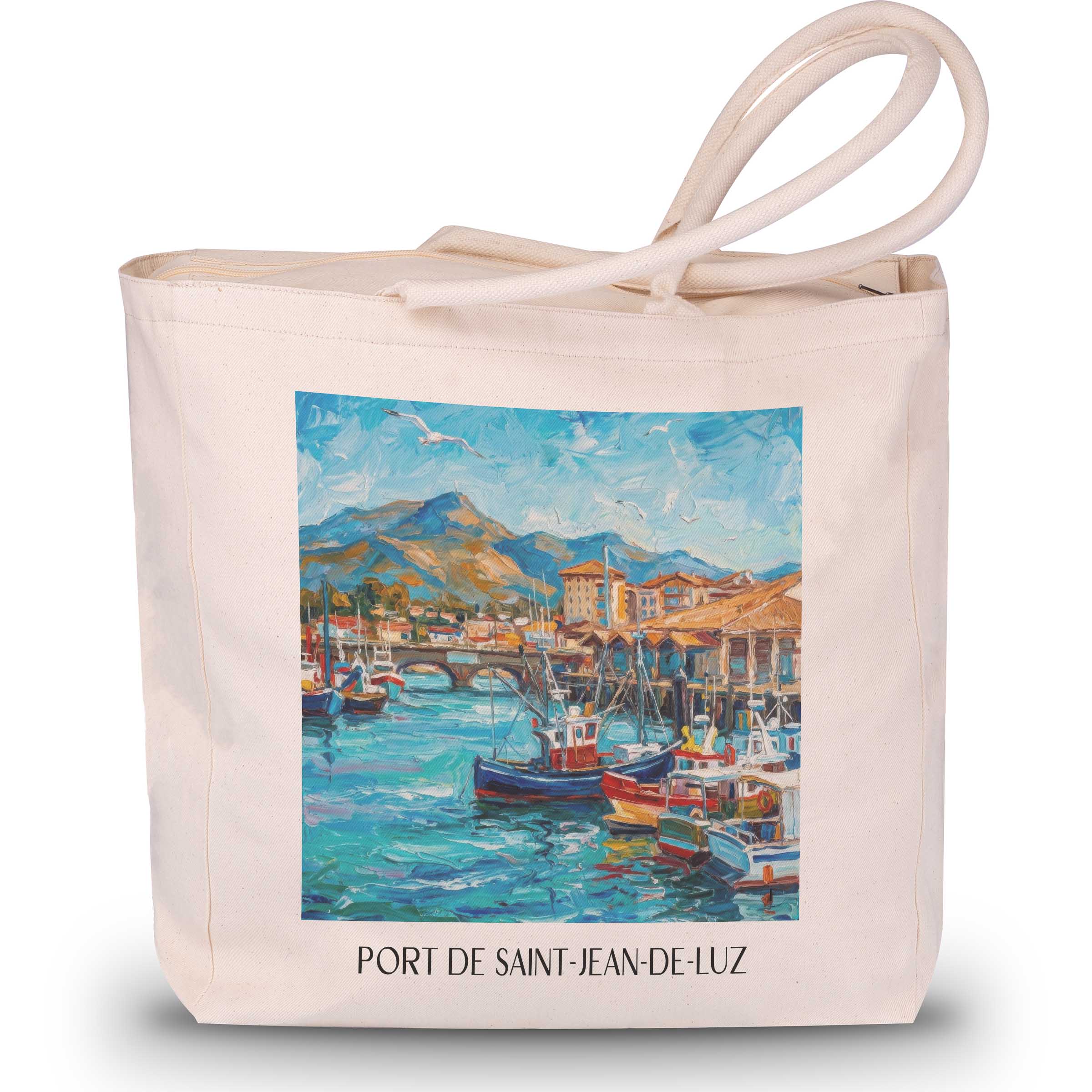 port-de-saint-jean-de-luz-pays-basque-frankreich-einkaufstasche-oil-painting-oelgemaelde