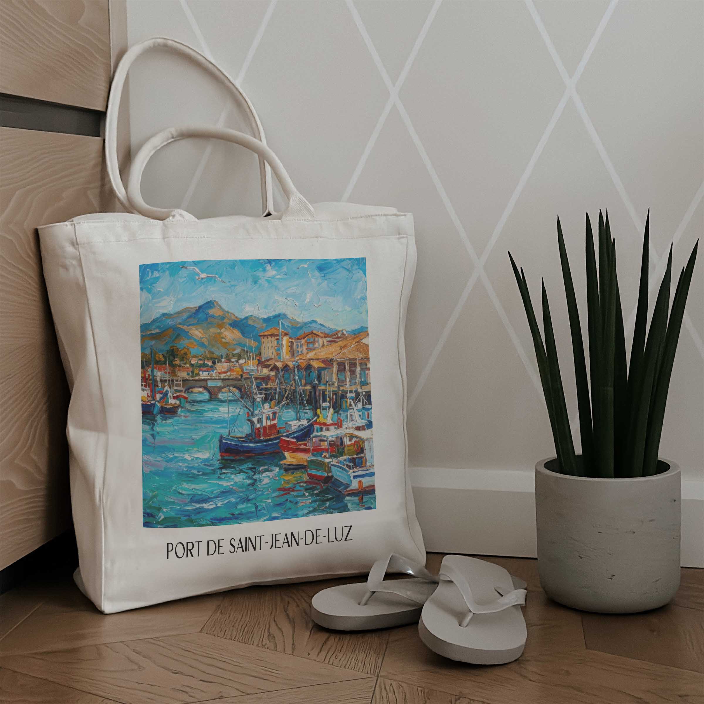 port-de-saint-jean-de-luz-pays-basque-frankreich-einkaufstasche-oil-painting-oelgemaelde