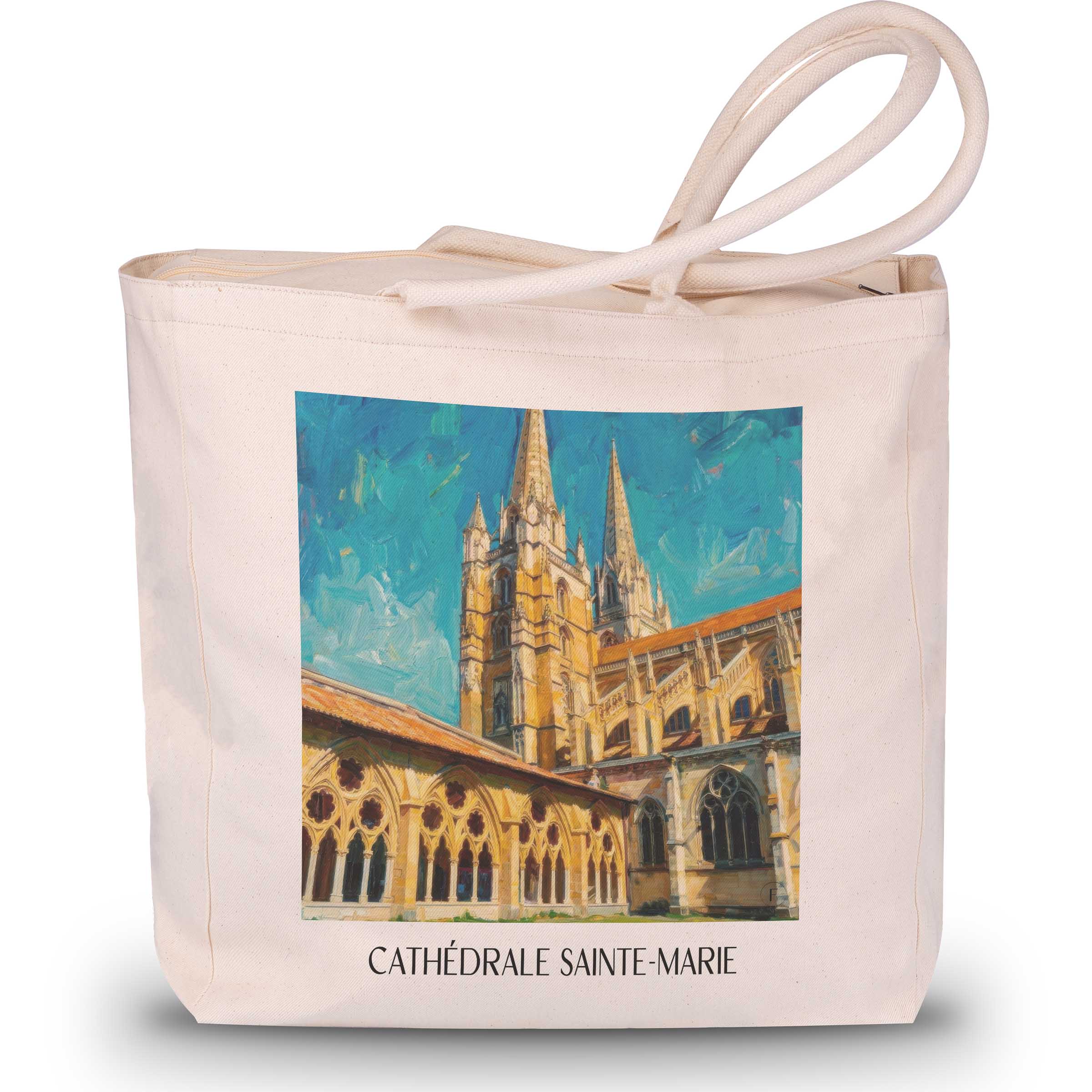 cathédrale-sainte-marie-bayonne-frankreich-einkaufstasche-oil-painting-oelgemaelde