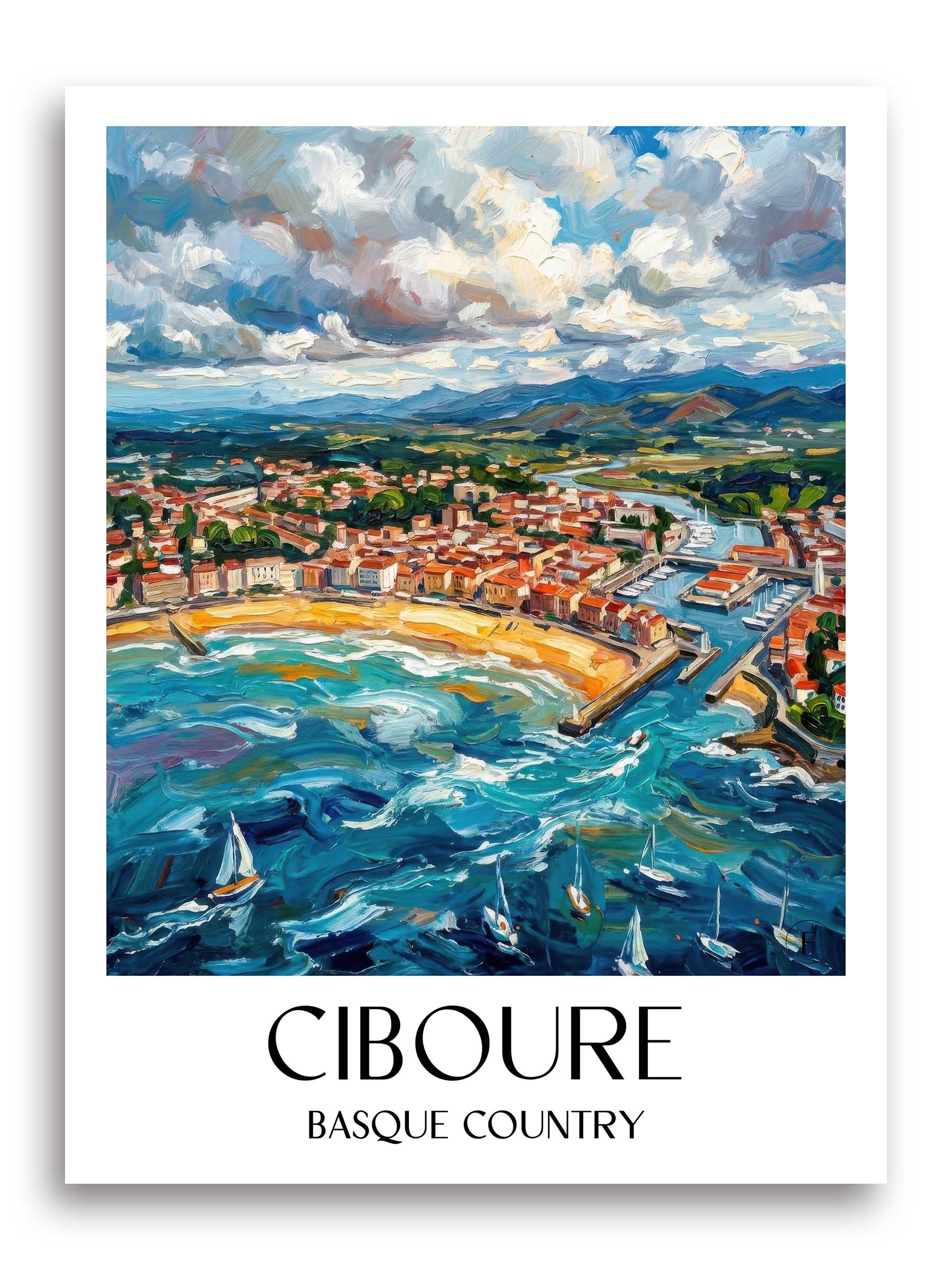 Ciboure Poster - Pays Basque - Frankreich Kunstdruck - Ölgemälde von A4 bis A1