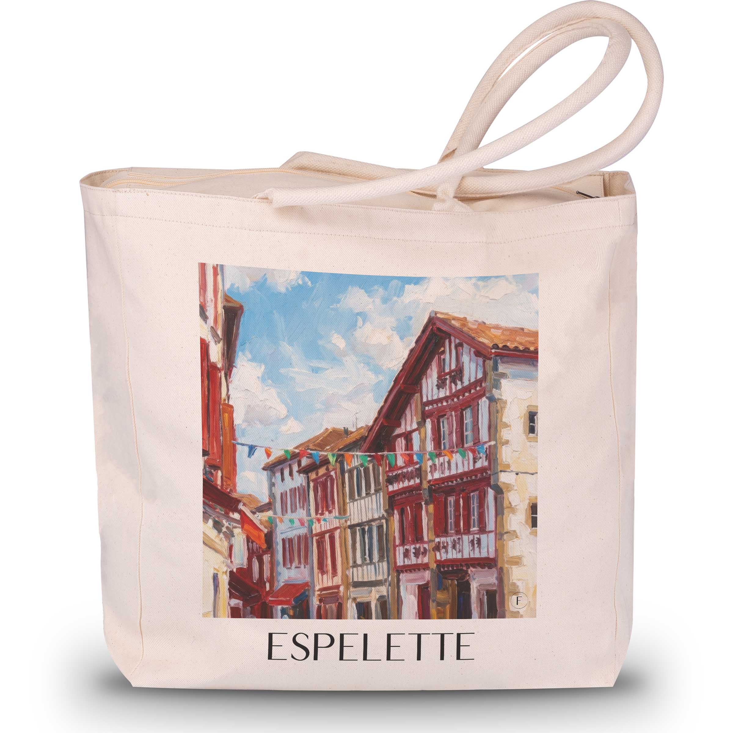 espelette-pays-basque-frankreich-einkaufstasche-oil-painting-oelgemaelde