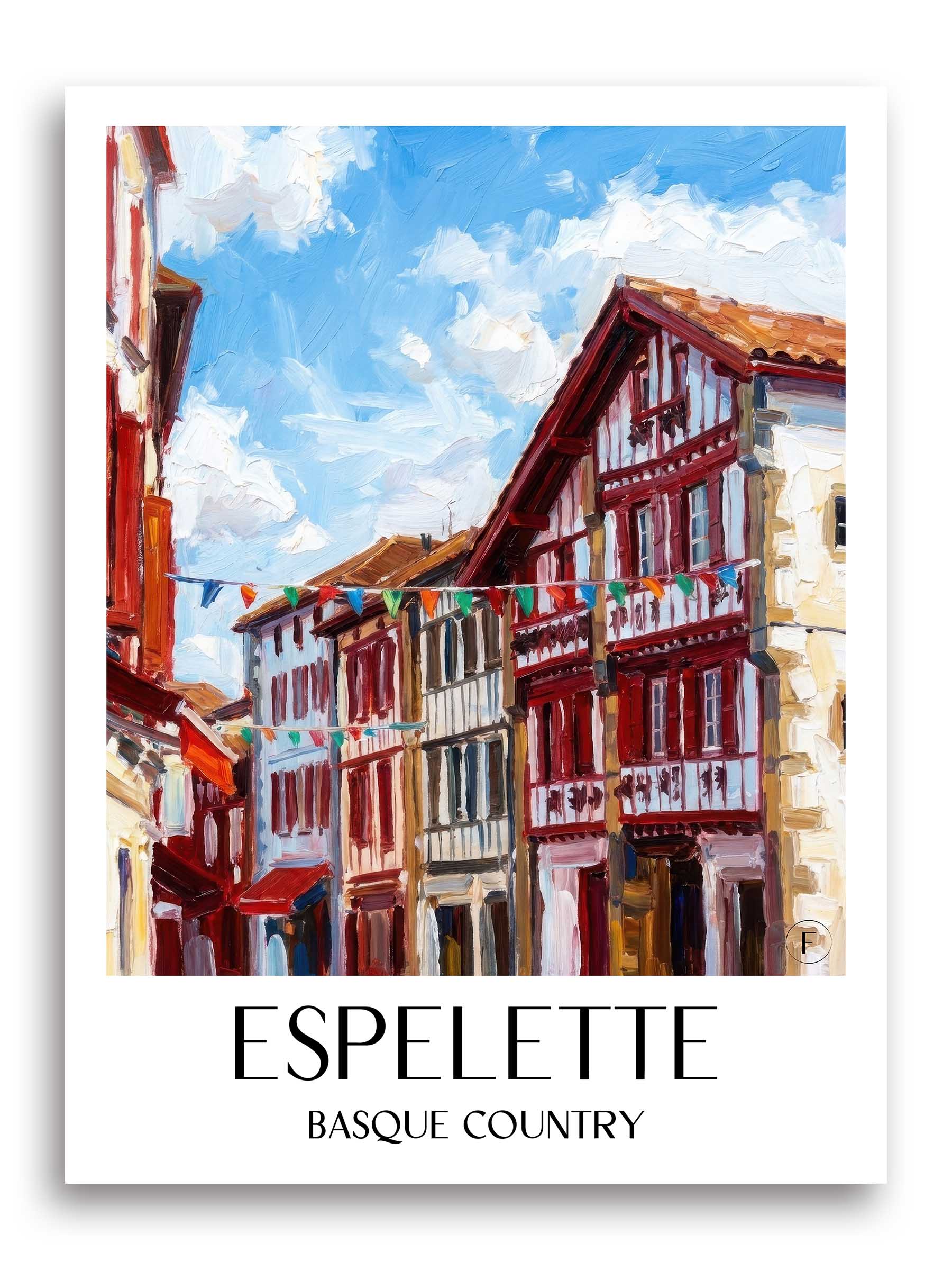 Espelette Poster - Pays Basque - Frankreich Kunstdruck - Ölgemälde von A4 bis A1