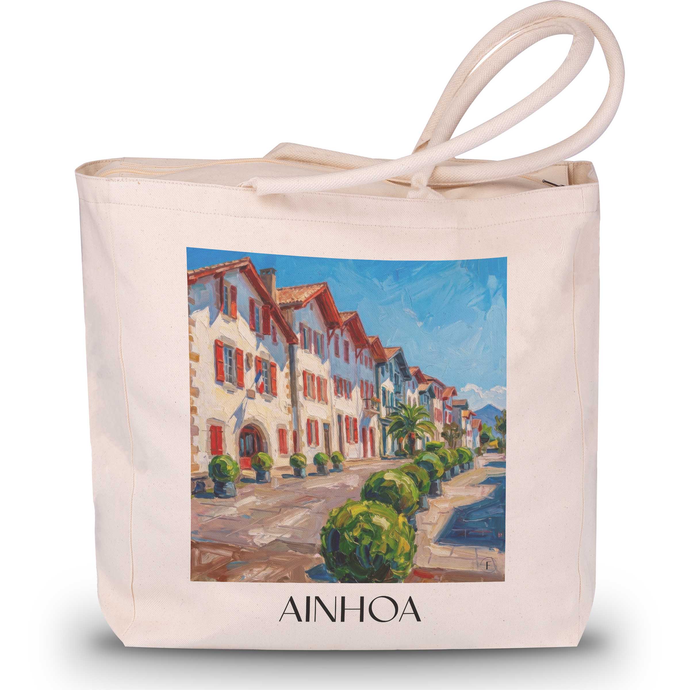 Ainhoa Shopping Tasche - Pays Basque - Frankreich Tote Bag - Einkaufstasche im Ölgemälde Stil