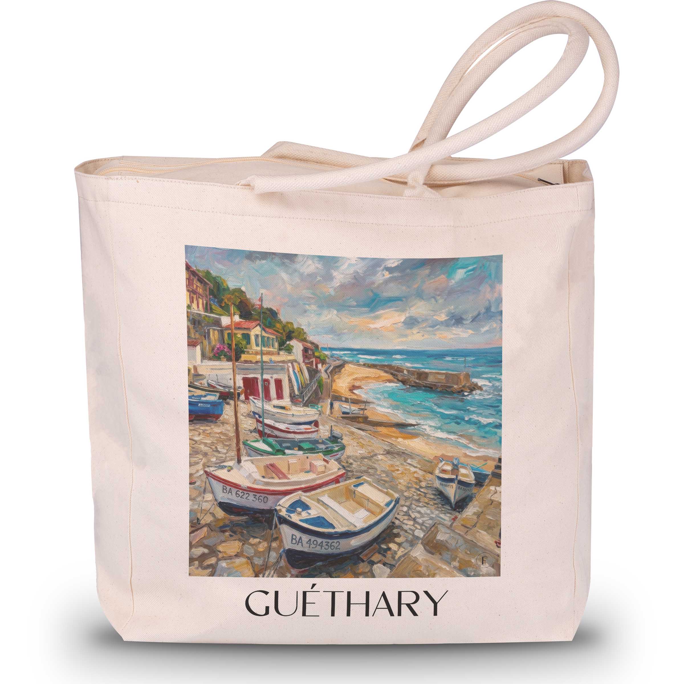 Guéthary Shopping Tasche - Pays Basque - Frankreich Tote Bag - Einkaufstasche im Ölgemälde Stil