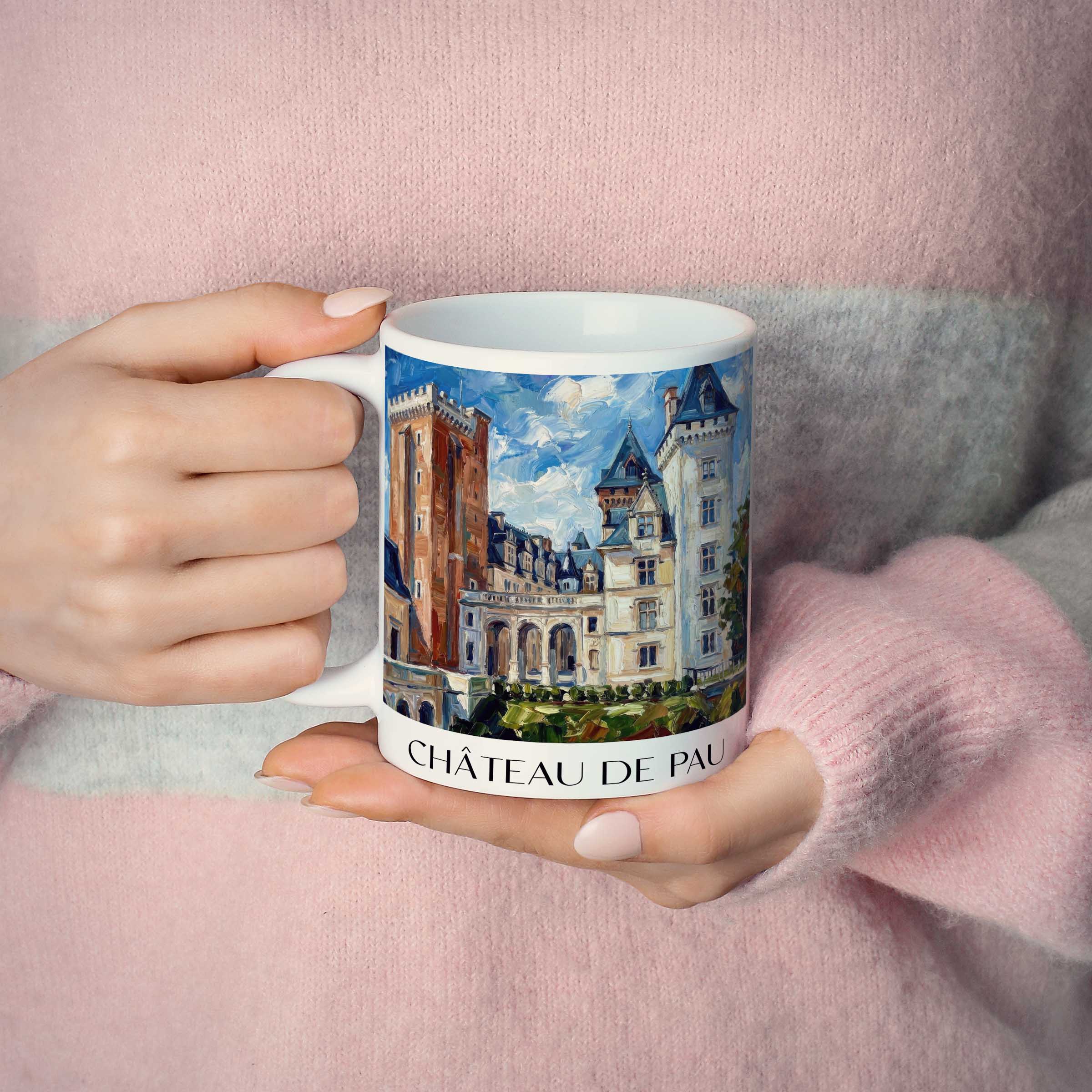 château-de-pau-béarn-frankreich-kaffeebecher-oil-painting-oelgemaelde
