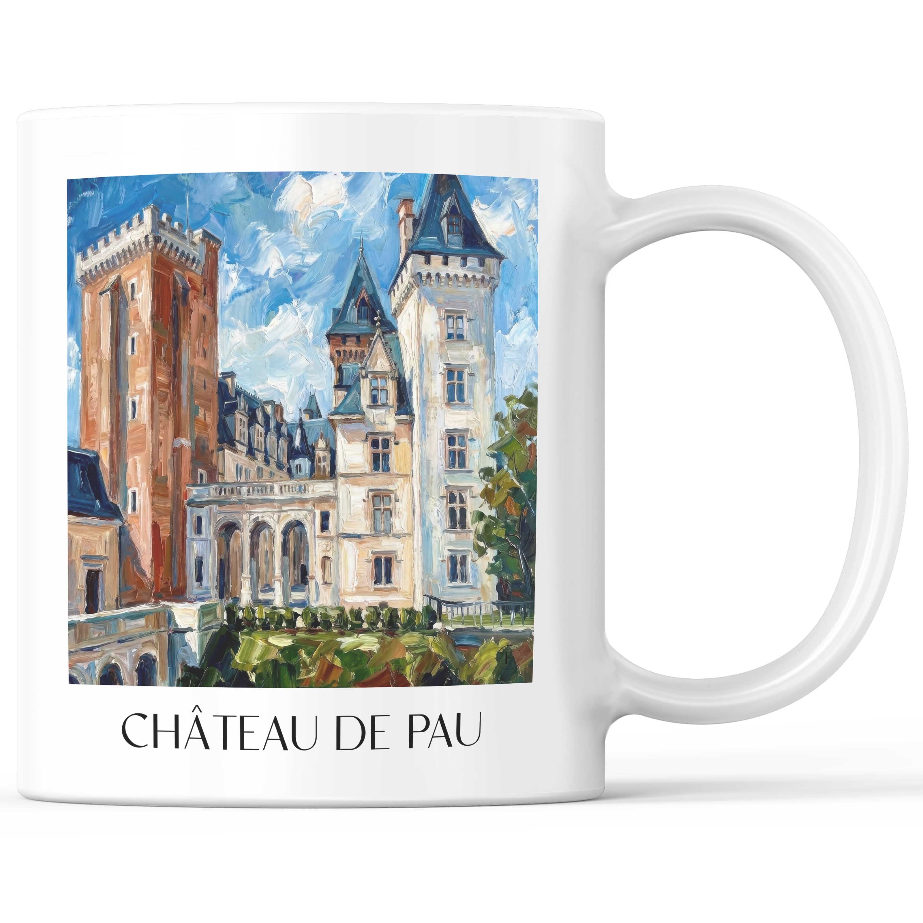 château-de-pau-béarn-frankreich-kaffeebecher-oil-painting-oelgemaelde