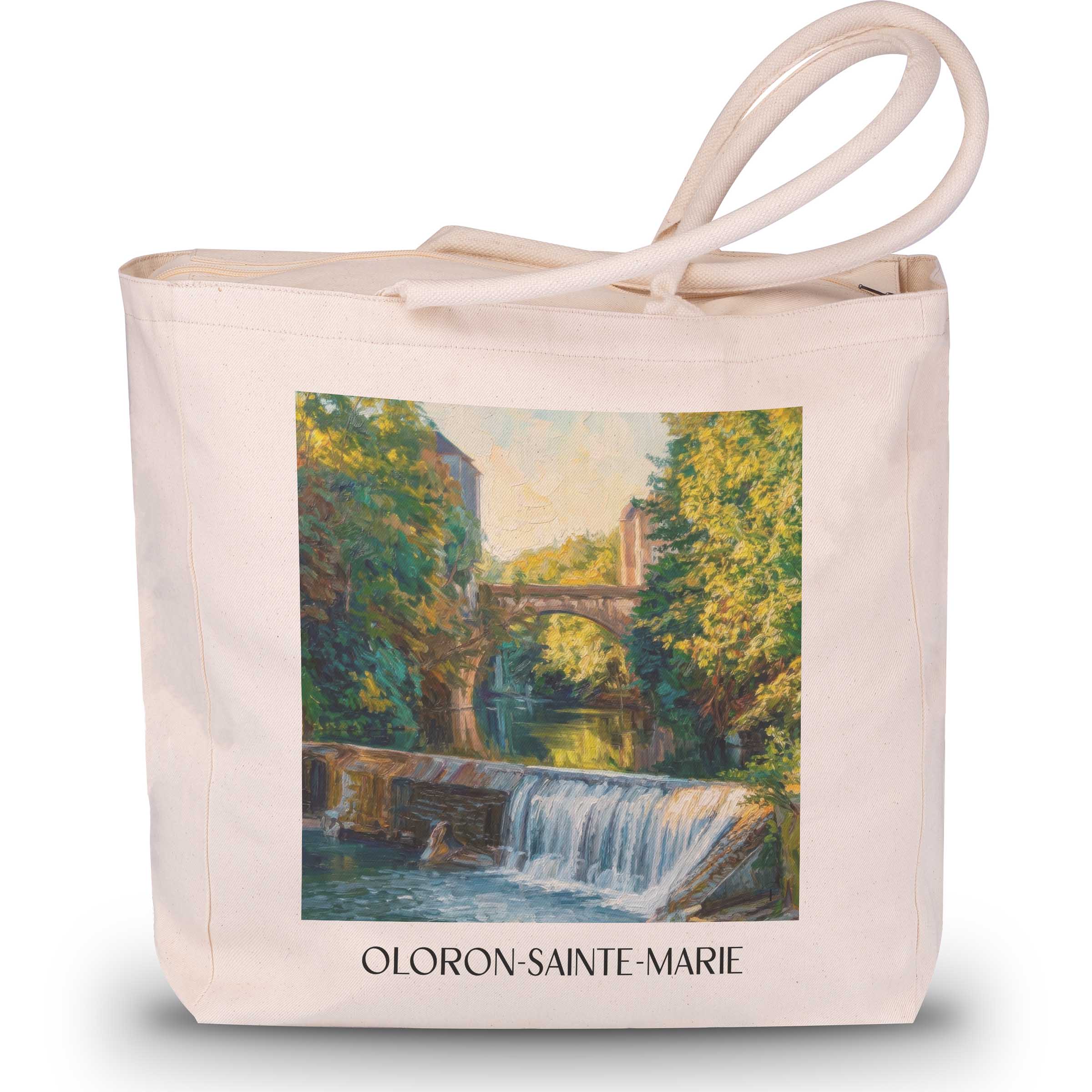 Oloron-Sainte-Marie Shopping Tasche - Béarn - Frankreich Tote Bag - Einkaufstasche im Ölgemälde Stil