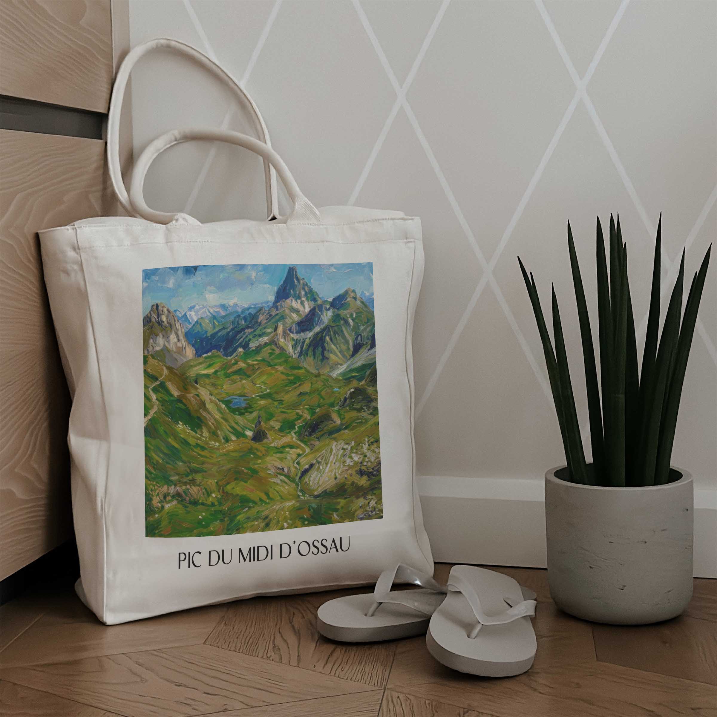 pic-du-midi-d'ossau-vallée-d'ossau-frankreich-einkaufstasche-oil-painting-oelgemaelde