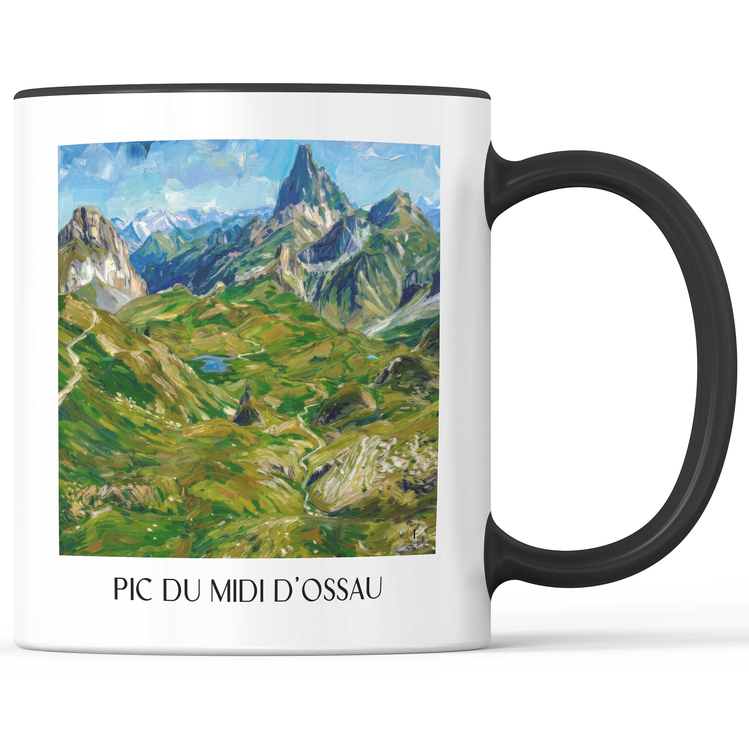 Pic du Midi d'Ossau Kaffeebecher - Vallée d'Ossau - Frankreich Becher - Kaffeetasse im Ölgemälde Stil