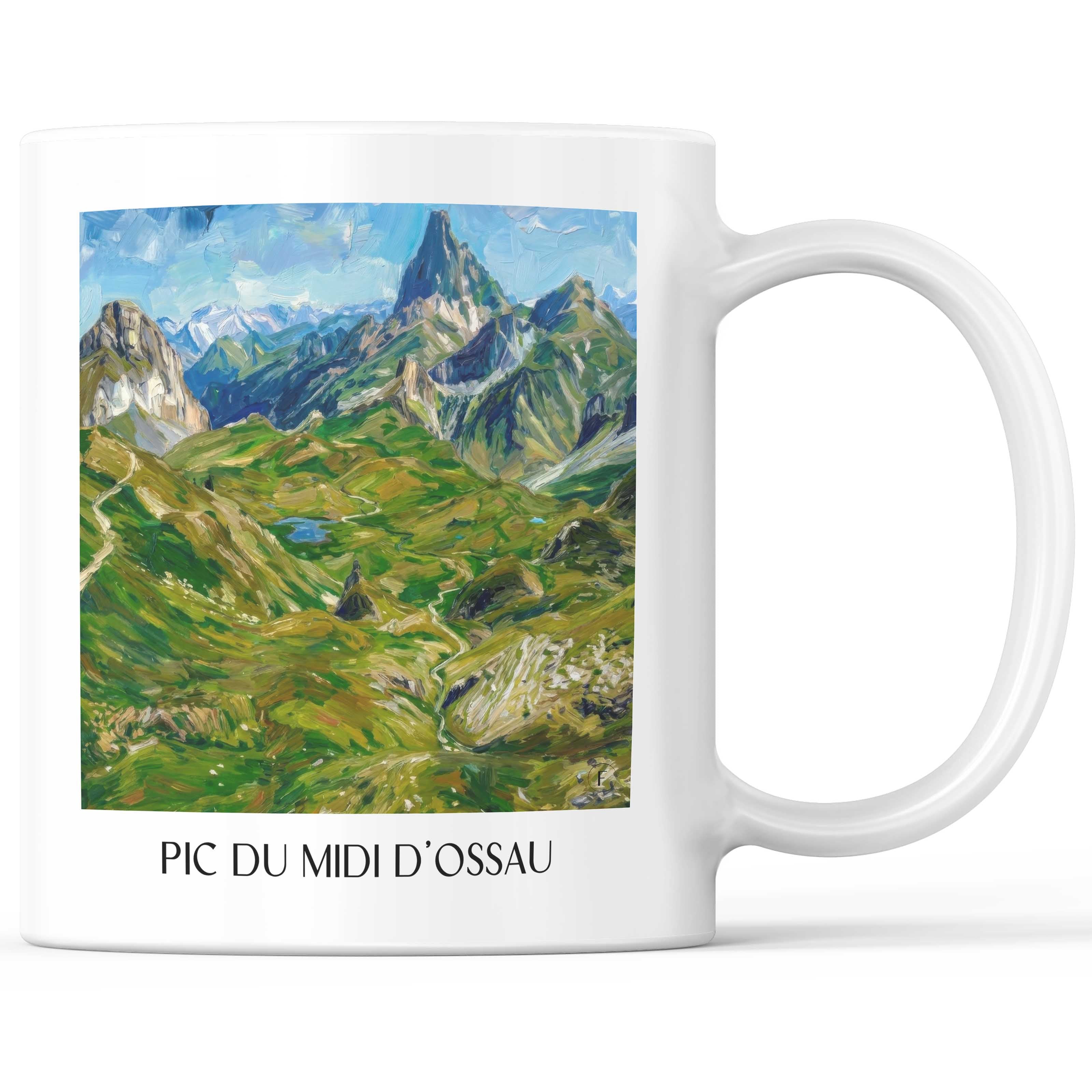 Pic du Midi d'Ossau Kaffeebecher - Vallée d'Ossau - Frankreich Becher - Kaffeetasse im Ölgemälde Stil