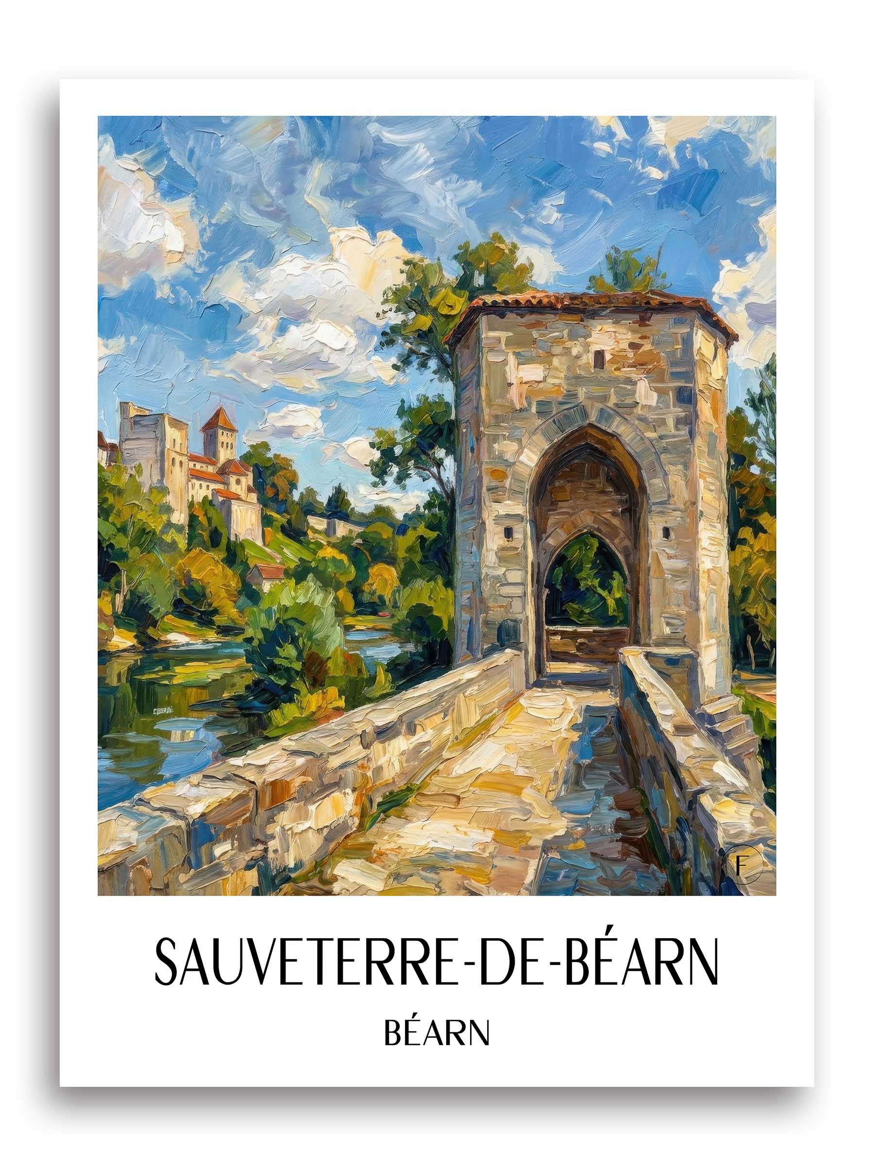Sauveterre-de-Béarn Poster - Béarn - Frankreich Kunstdruck - Ölgemälde von A4 bis A1